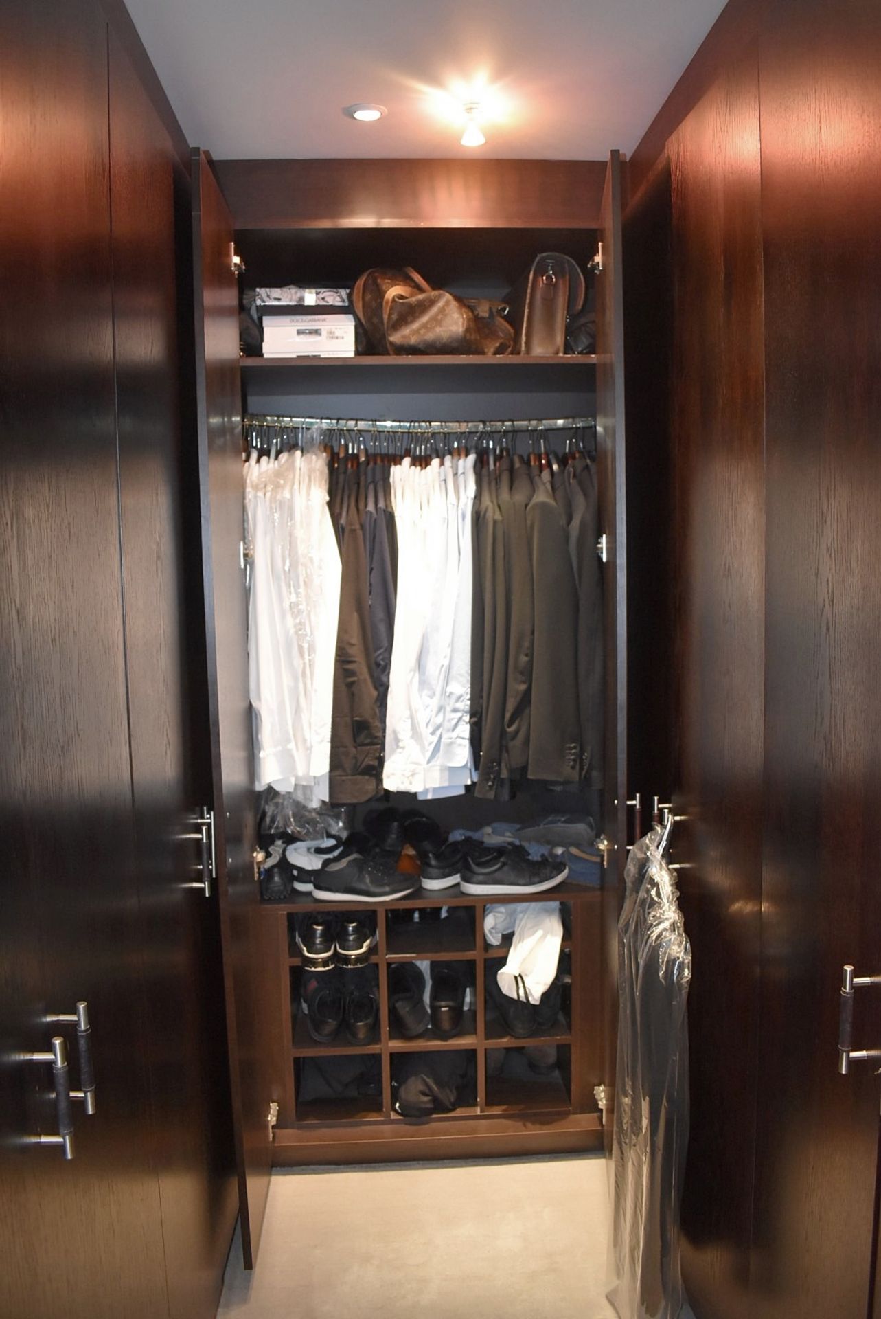 14-Door Walk-in Wardrobe Storage Installation With Dark Wood Veneer Doors *NO VAT* Location: Hale - Image 4 of 12