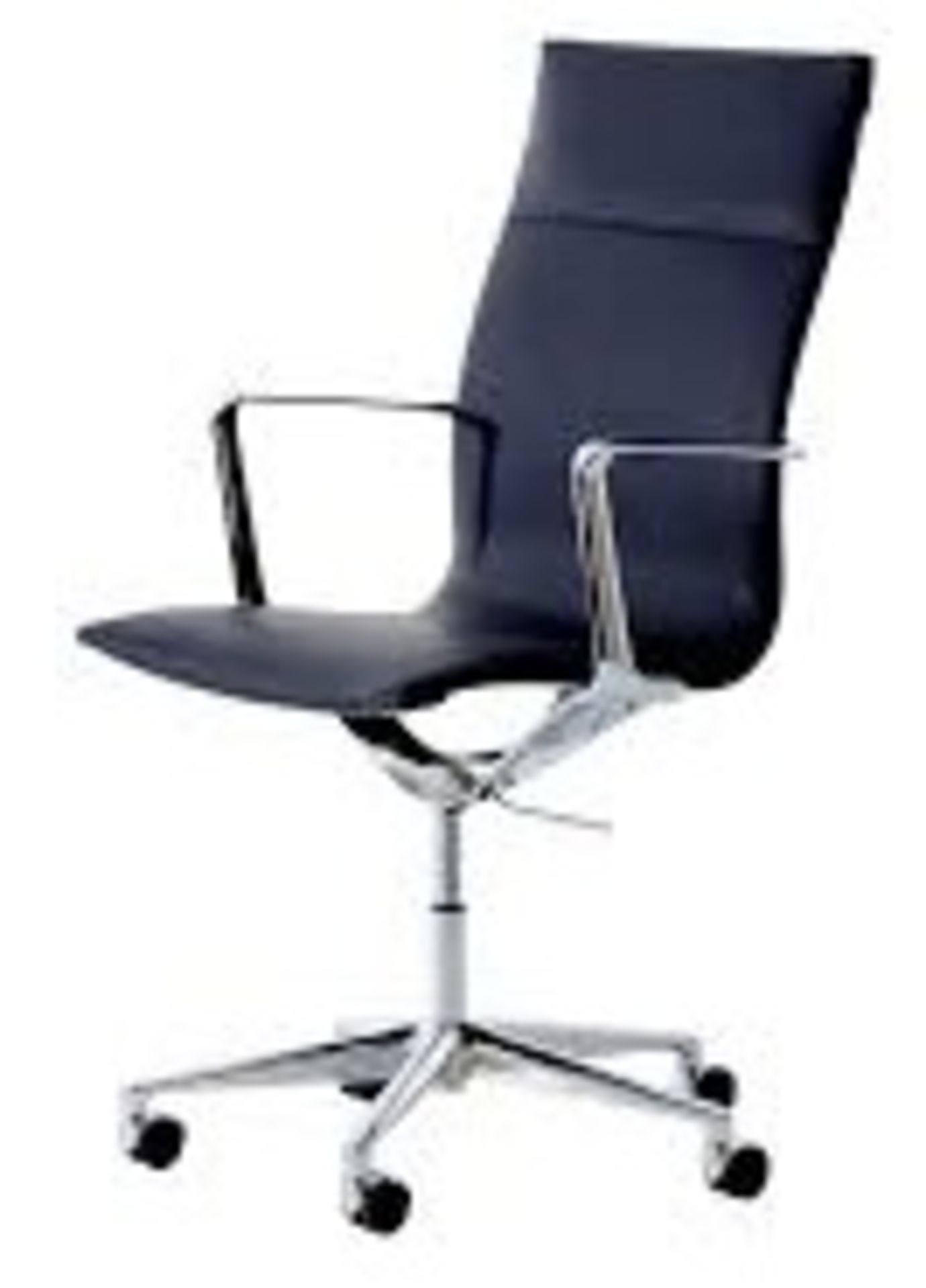 1 x LINEAR Eames-Inspired High Back Office Chair In Black Leather- New Boxed Stock - RRP £350.00