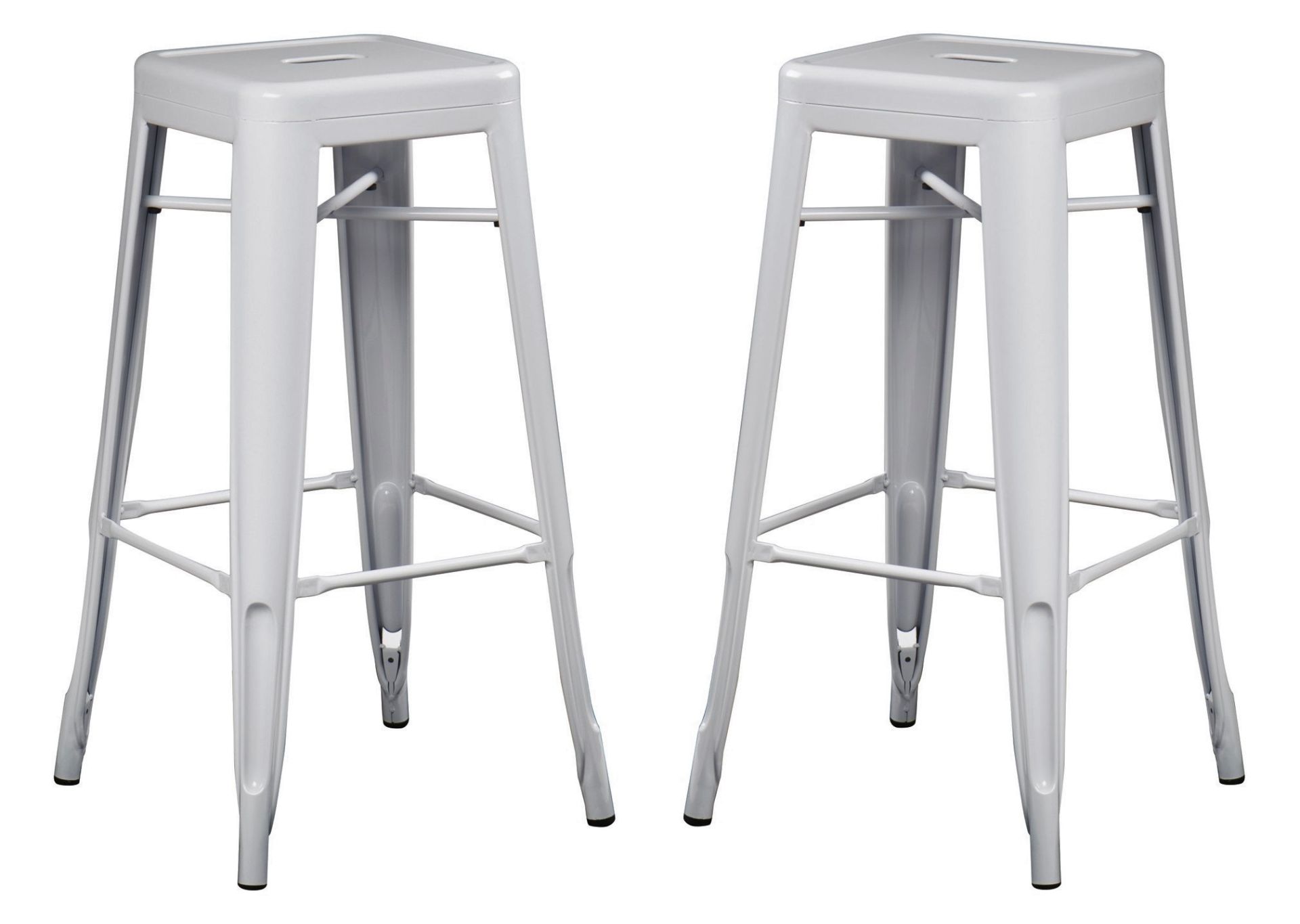 2 x Xavier Pauchard Inspired Industrial White Bar Stools - Pair of - Lightweight and Stackable -