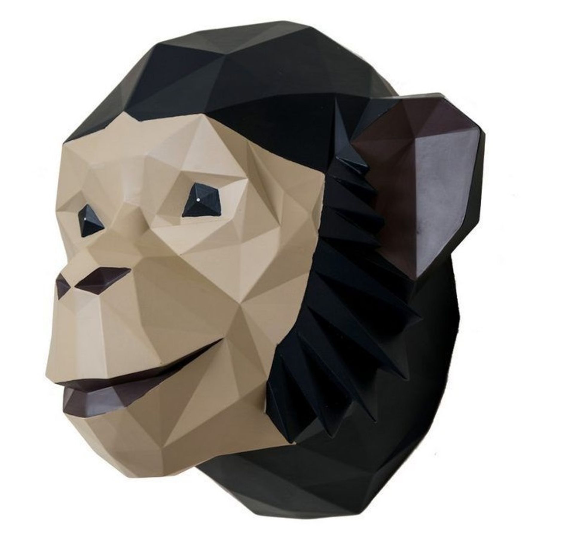1 x Artistic Origami Monkey Head Wall Hanging - Dimensions H31cm W36cm D24cm - Brand New & Boxed