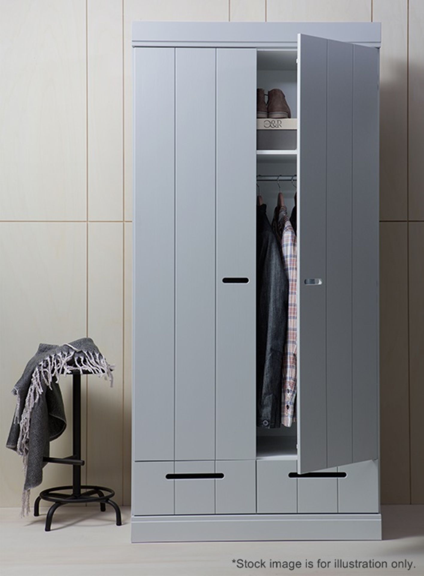 1 x WOOOD Designs 'Connect' Solid Wood Scandinavian Style 2-Door 2 Drawer Wardrobe In WHITE - Boxed