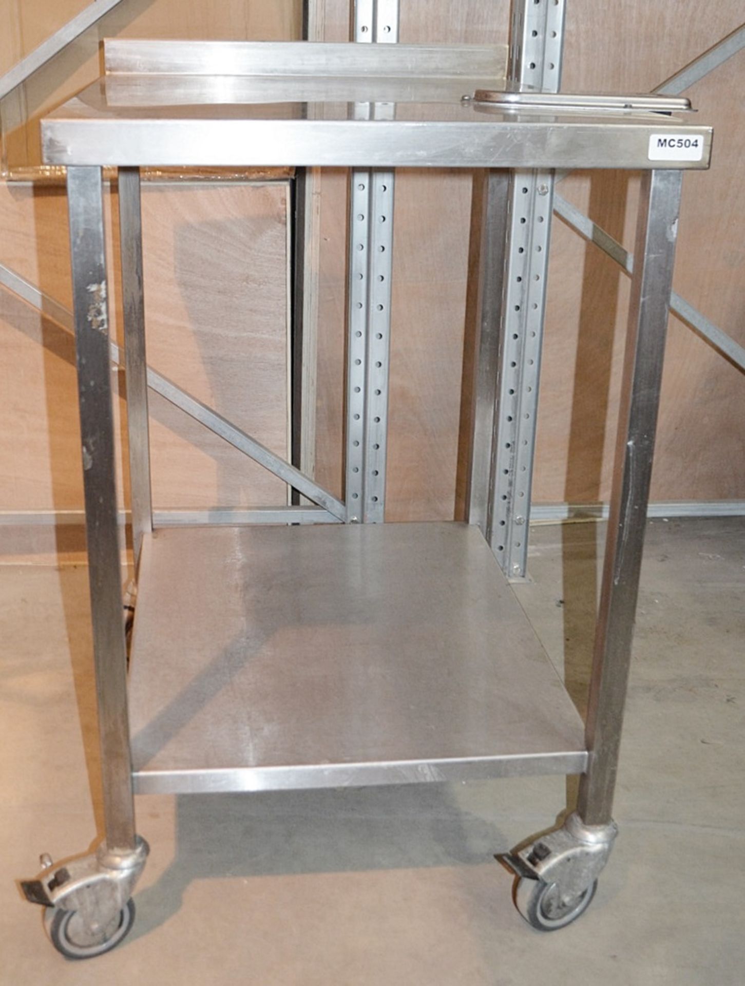 1 x Stainless Steel Commercial Kitchen Prep Table With Upstand, On Castors - Dimensions: H67 x - Bild 3 aus 6