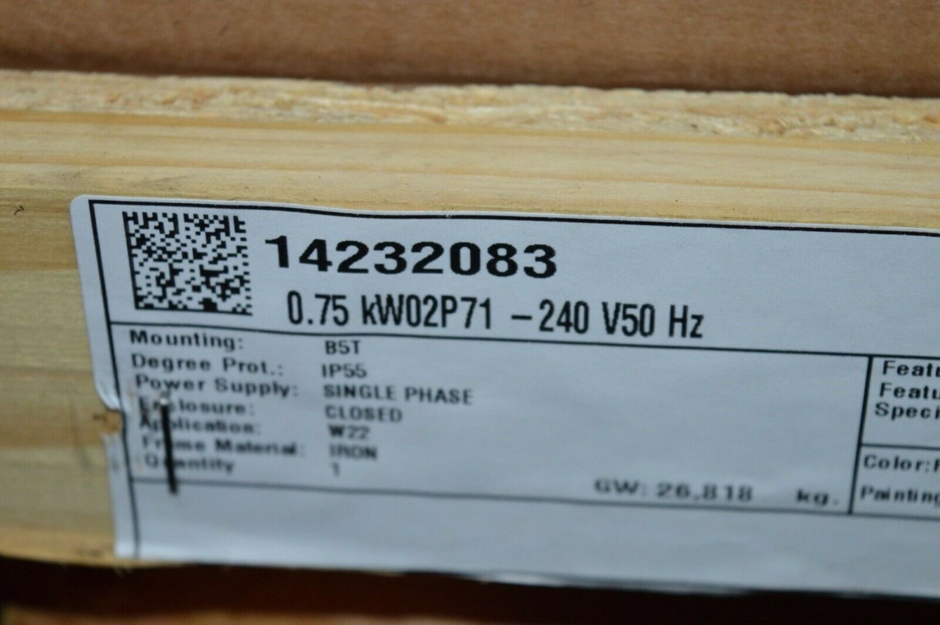 1 x Weg W22 240v IP55 Single Phase Electric Motor - Brand New and Boxed - CL295 - Location: - Image 6 of 7