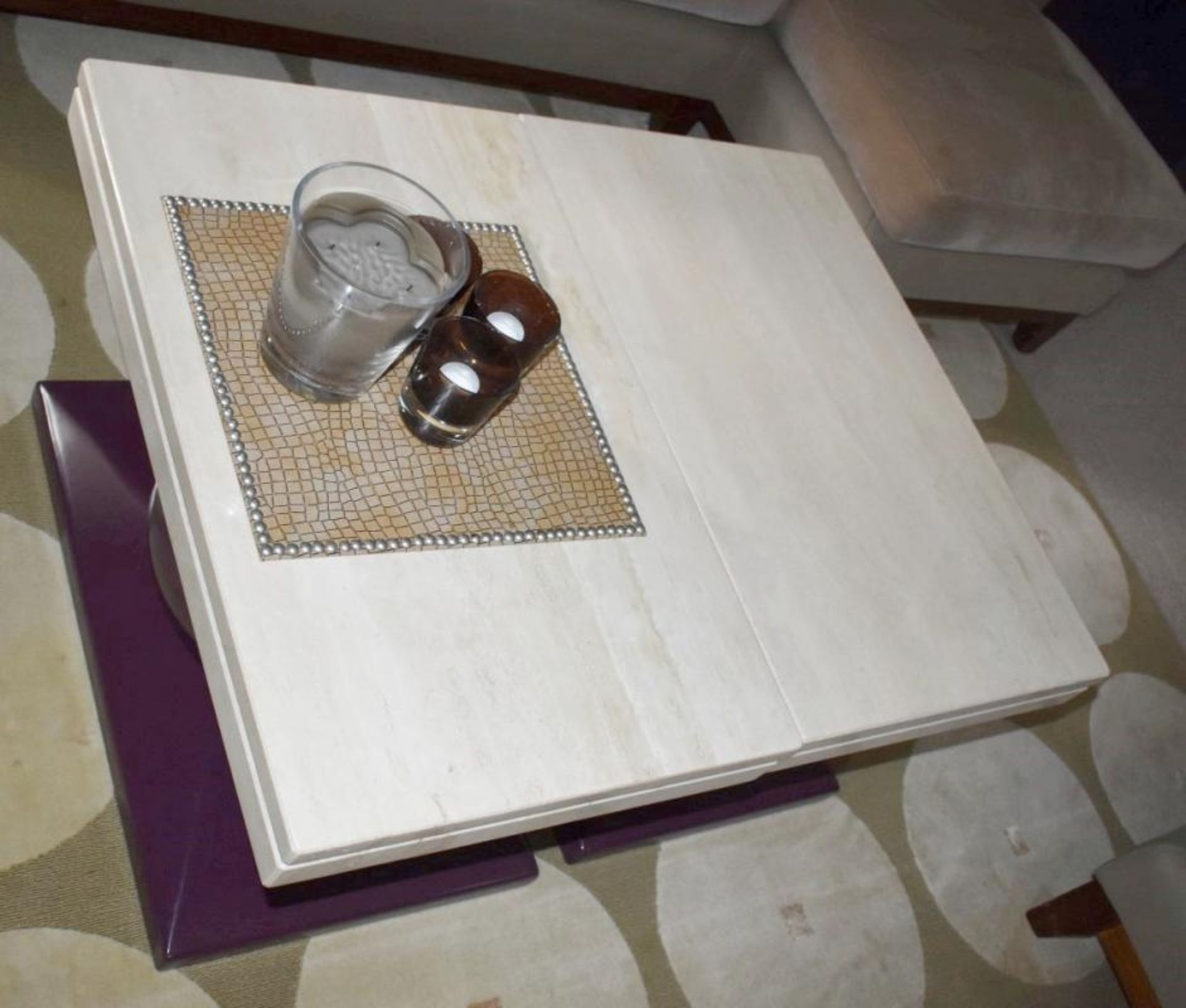 2 x Marble Topped Tables With Spherical Bases In Purple - Dimensions Of Each: W80 x D50 x H49.5cm - - Image 4 of 5