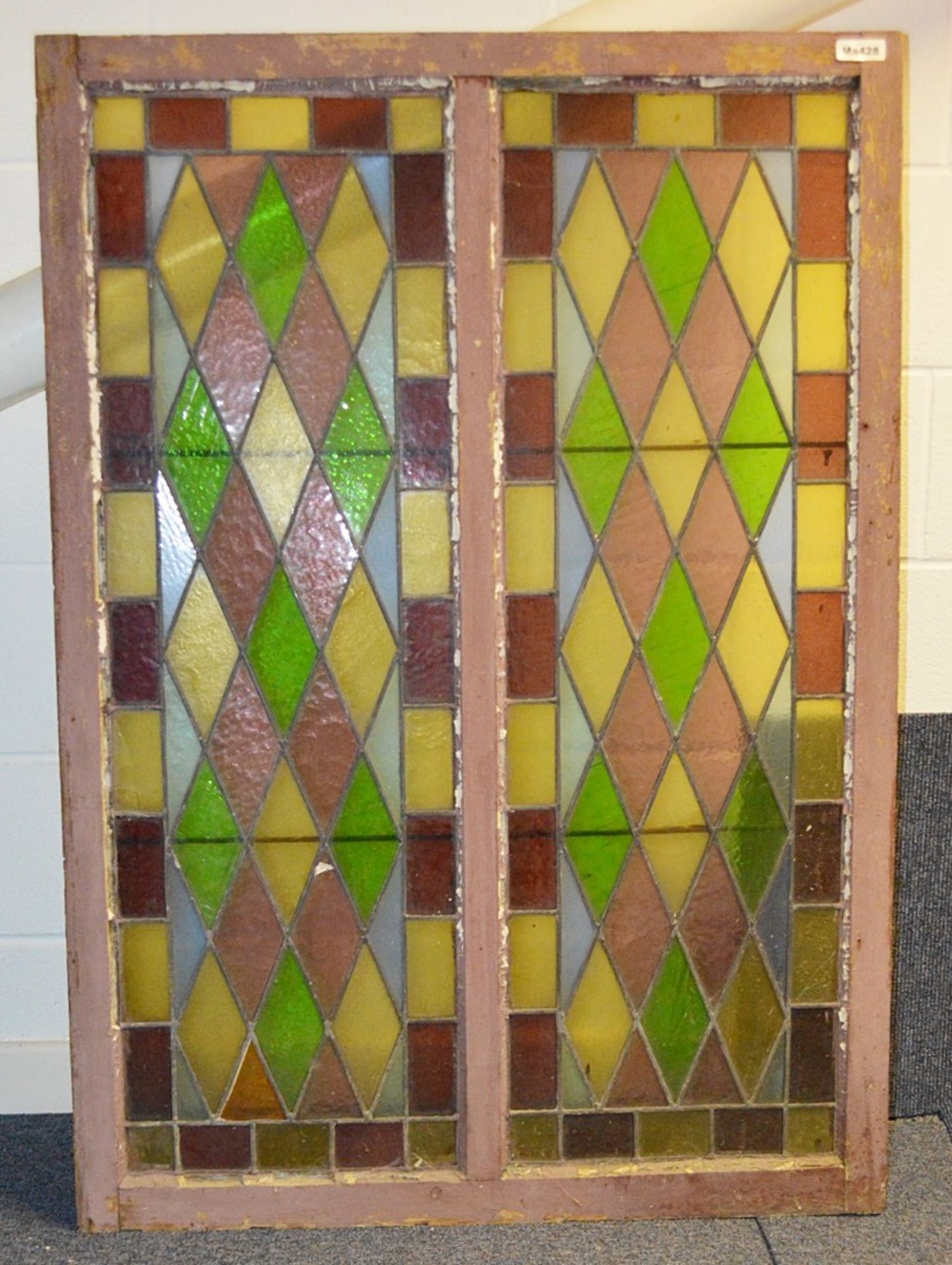 1 x Stained Glass Window - Dimensions: W87.5 H124 x D4.5cm - Used, In Good Overall Condition -