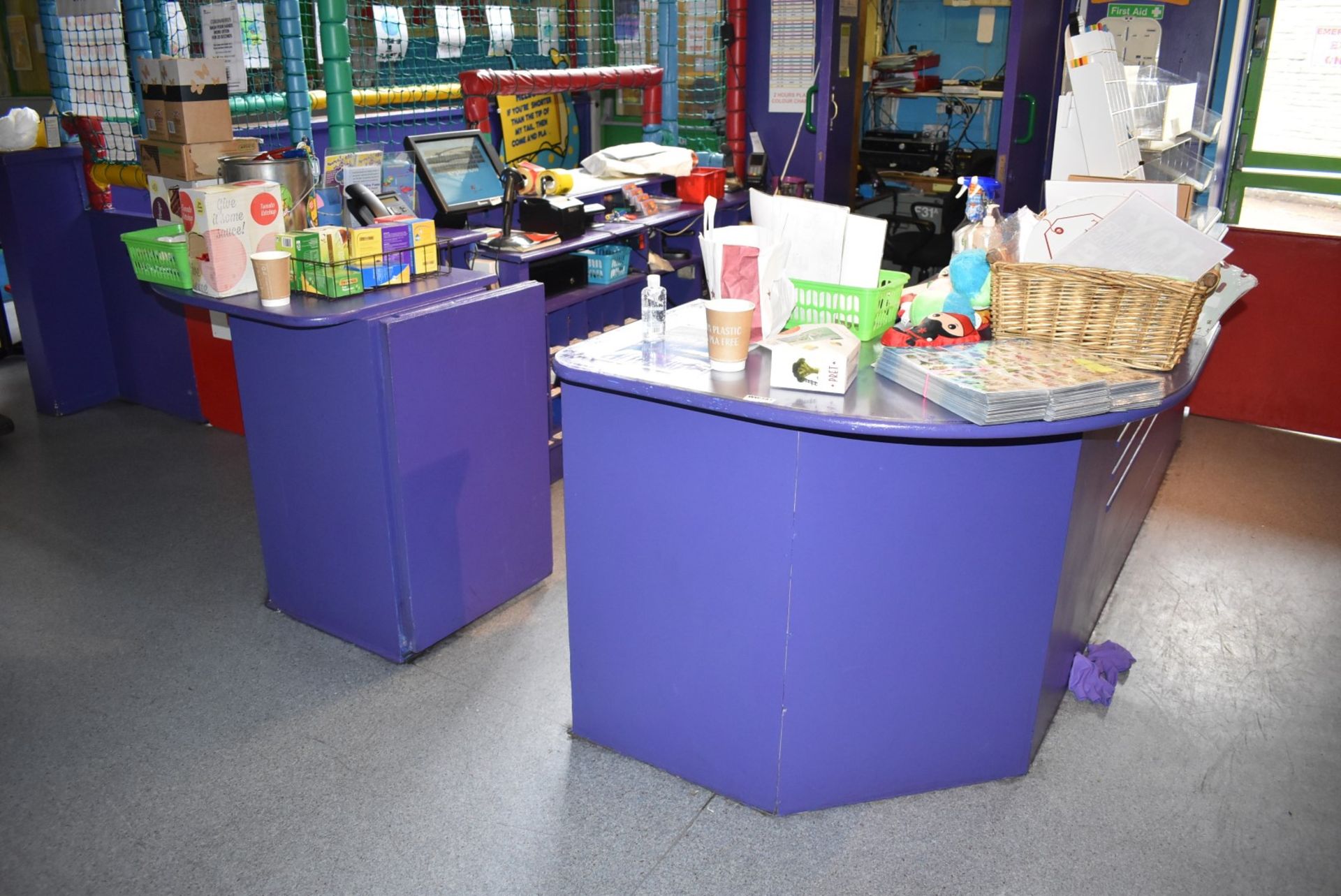 1 x Reception Counter With Features Such as Hatch Door, Ticket Rollers, Pigeon Holes, Key Hooks