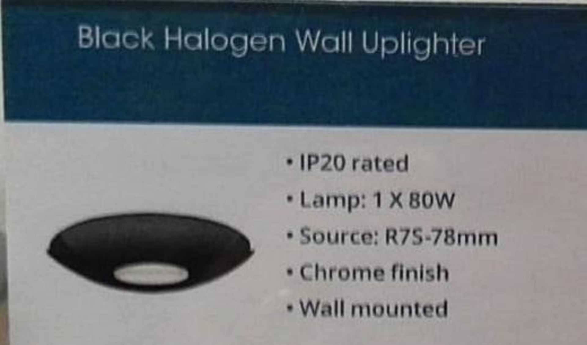 1 x Black Halogen Wall Uplighter Light Fitting - Ex-Display Item, Mounted On Backboard - CL298 - Ref - Image 2 of 3