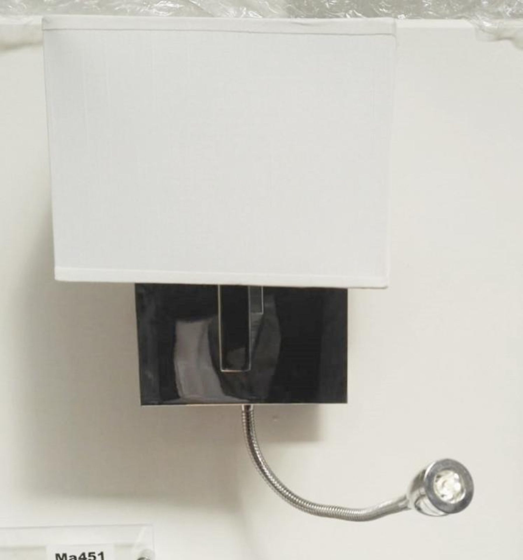 1 x Wall Mounted Light Fitting In Chrome With Flexi Light Fabric Shade - Ex-Display Item, Mounted On - Image 2 of 2