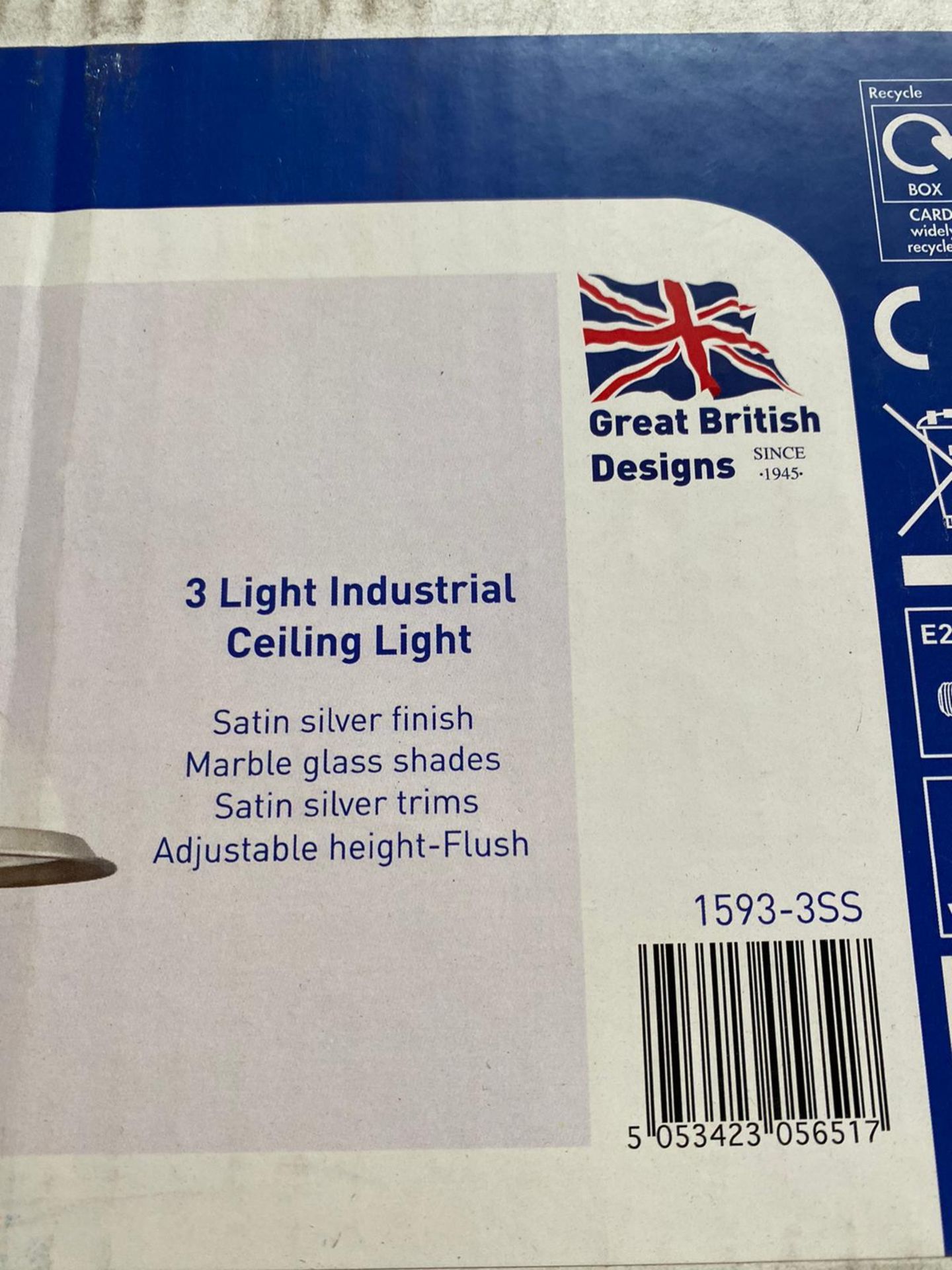 1 x Searchlight Industrial Ceiling Light in satin silver - Ref: 1593-3SS - New and Boxed - RRP: £10 - Image 3 of 4