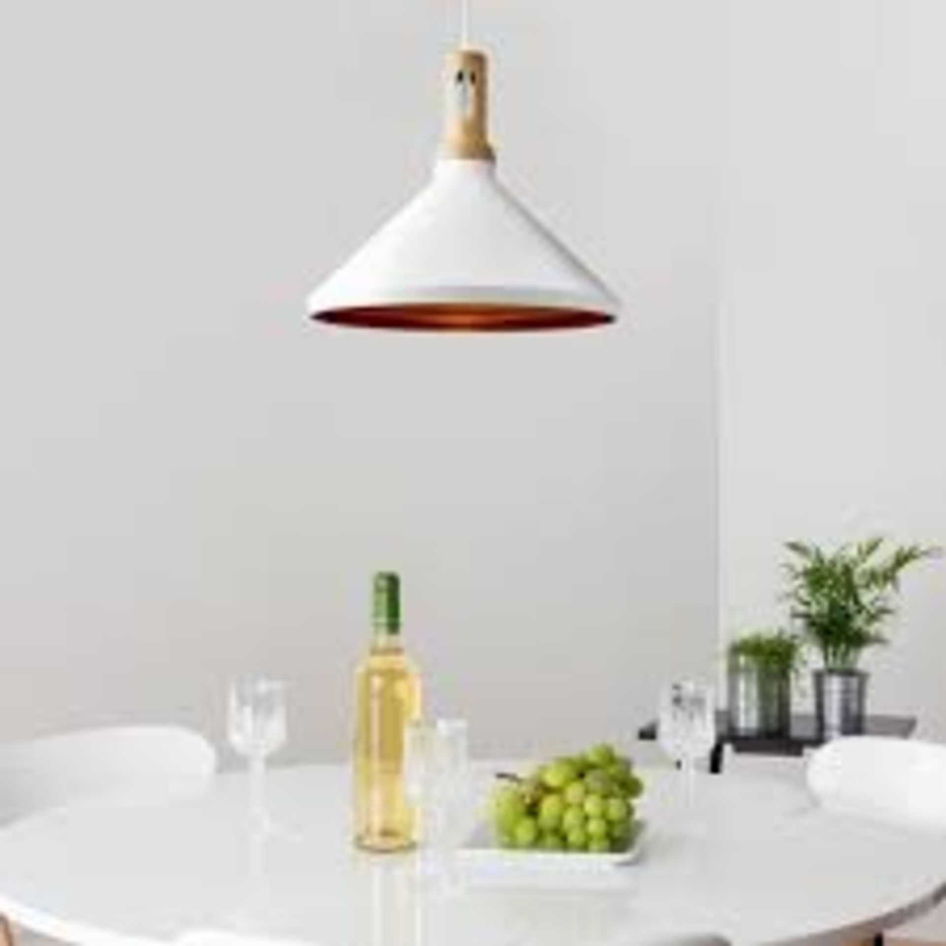 2 x Searchlight 1 Light Cone Pendant in white - Ref: 7051WH - New and Boxed - RRP: £85(each) - Image 4 of 4