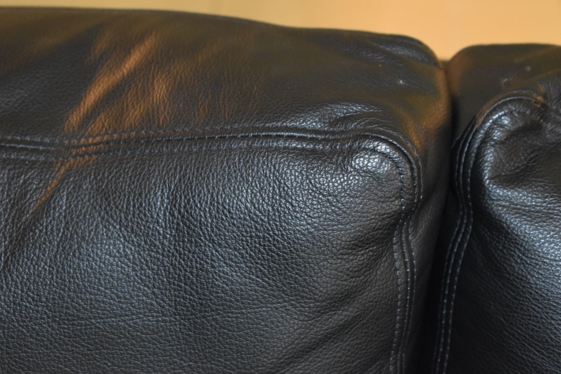 1 x Saxon Bespoke Corner Sofa Upholstered in Genuine Black Leather - Three-Piece Contemporary Design - Image 12 of 14