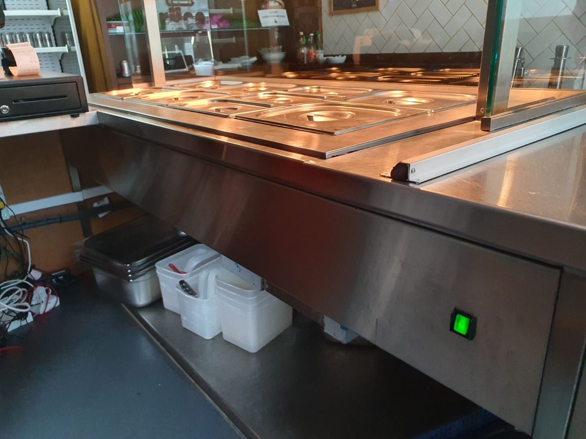 1 x Contemporary Restaurant Service Counter With Walnut Finish, Two Diamond Bain Marie Food - Image 9 of 25