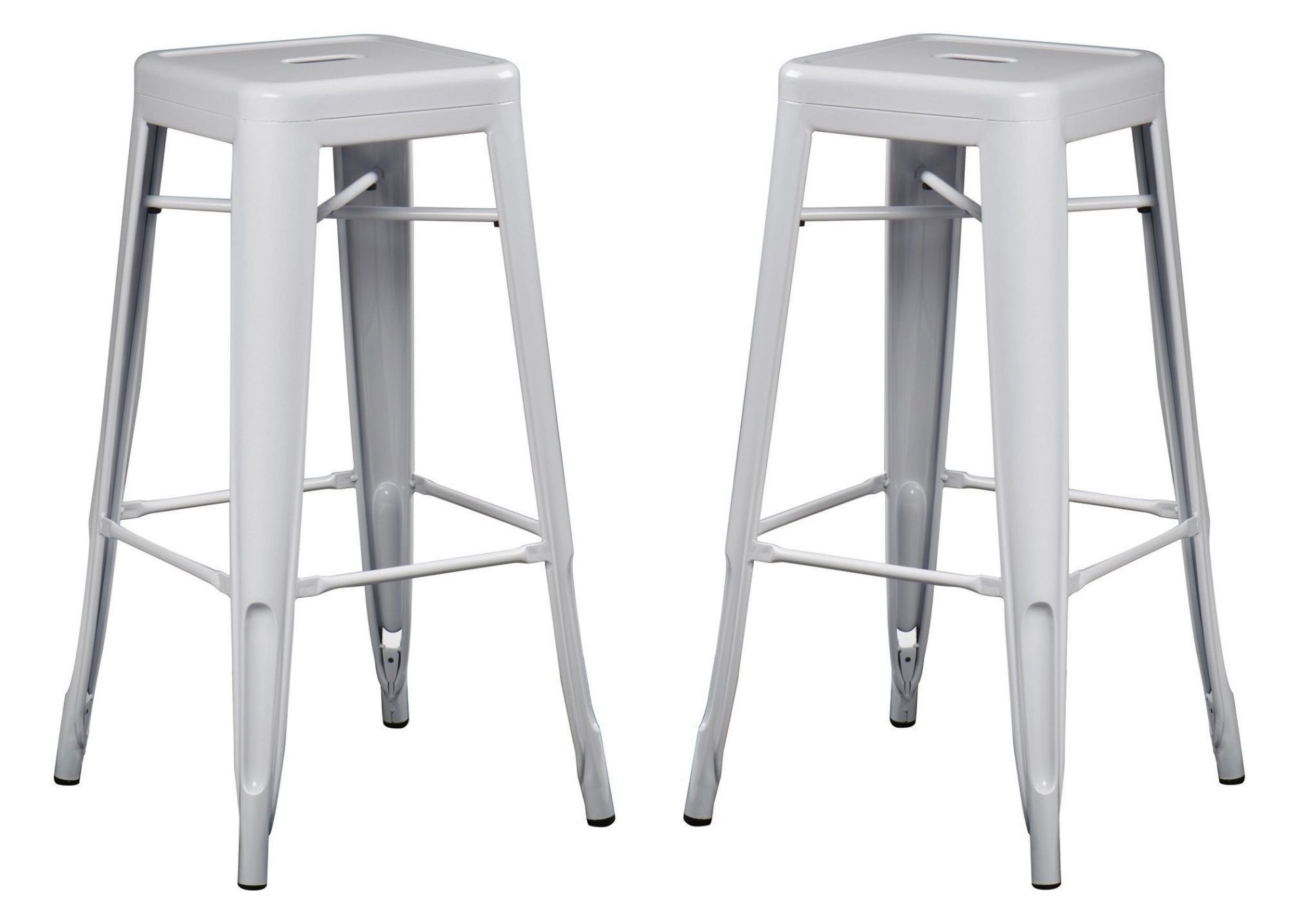 2 x Xavier Pauchard Inspired Industrial White Bar Stools - Pair of - Lightweight and Stackable