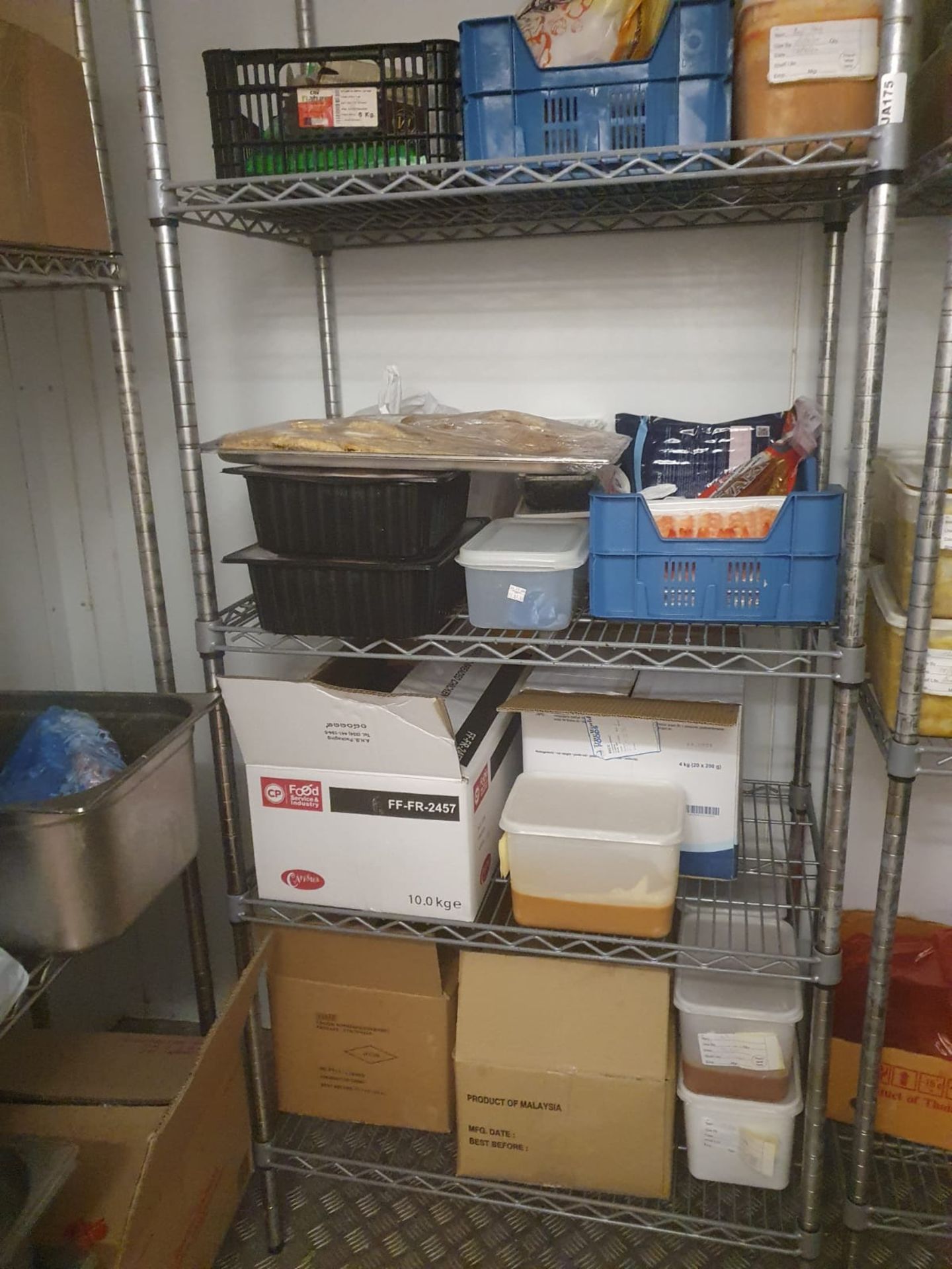 1 x Four Tier Commercial Kitchen Wire Shelf Unit - Includes Contents - CL532 - Ref JA175 - Location: