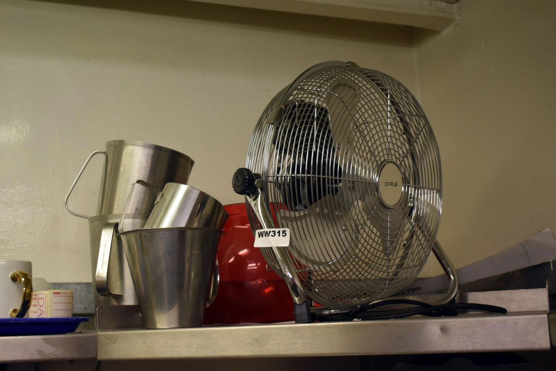 1 x Large Collection of Assorted Kitchen Equipment - Includes Plates, Jugs, Cutlery, Clock, Fan, - Image 2 of 16