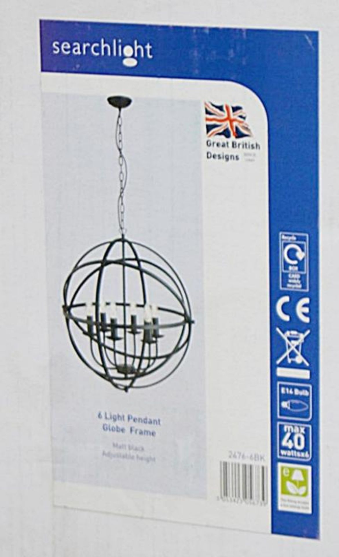 1 x Orbit Matt Black 6-Light Spherical Pendant Light - Brand New Boxed Stock - CL323 - Ref: 2476-6BK