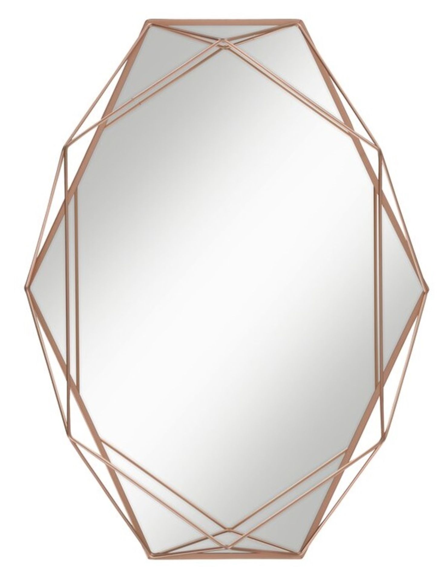 1 x 'Prisma' Contemporary Designer Mirror With A Geometric Wire Frame In A Copper Finish - Image 4 of 5