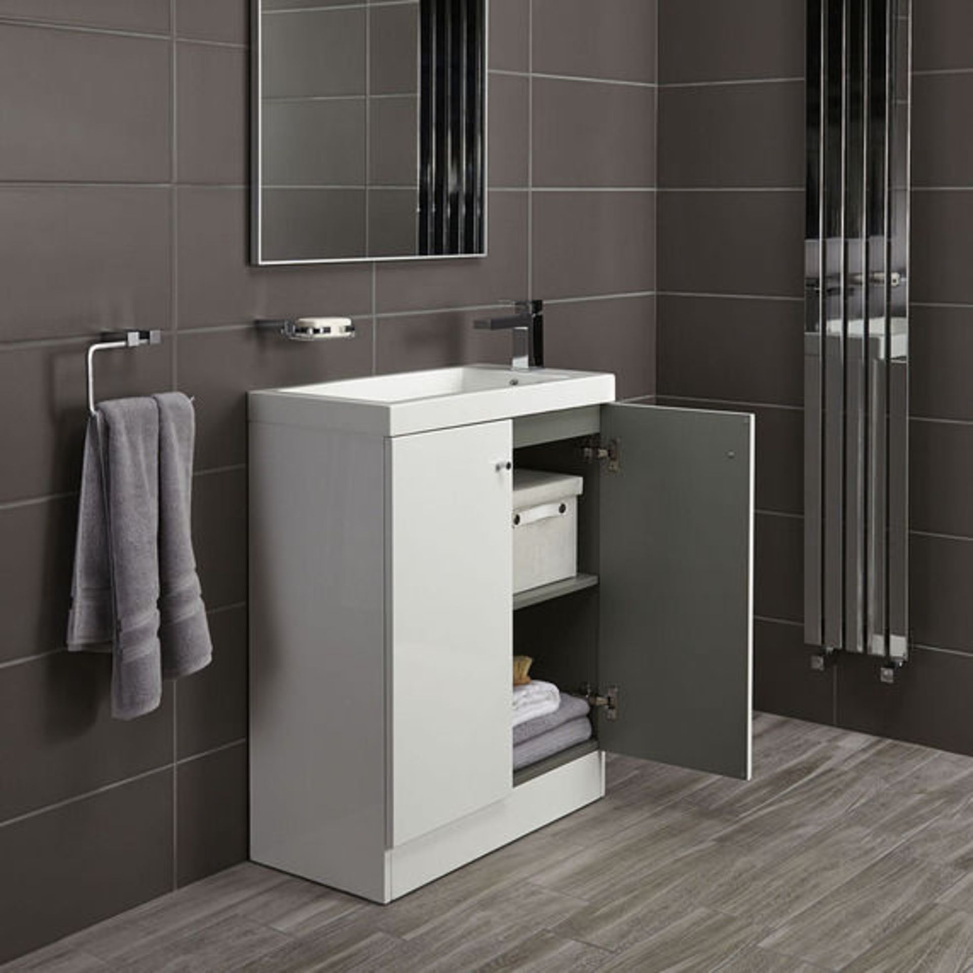 10 x Alpine Duo 660 Floorstanding Vanity Units In Gloss White - Dimensions: H80 x W66 x D35cm - - Image 3 of 4