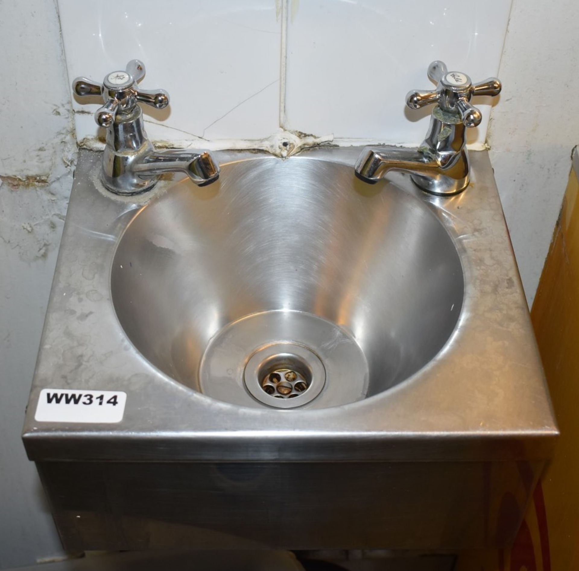1 x Stainless Steel Hand Wash Basin With Taps - Ref WW314 - CL520 - Location: London W10More