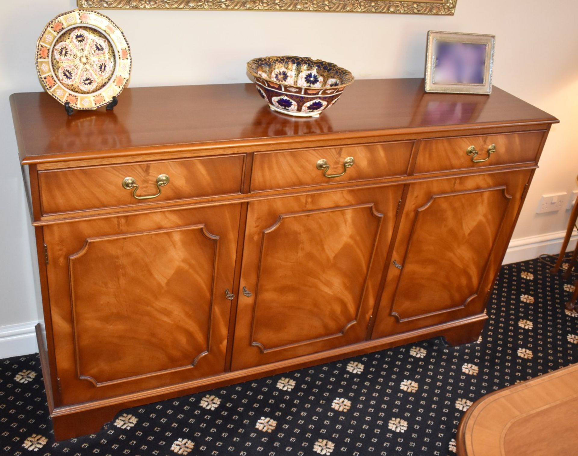 1 x Brights of Nettlebed Mahogany Dining Sideboard With Three Drawers Over Three Cupboards -
