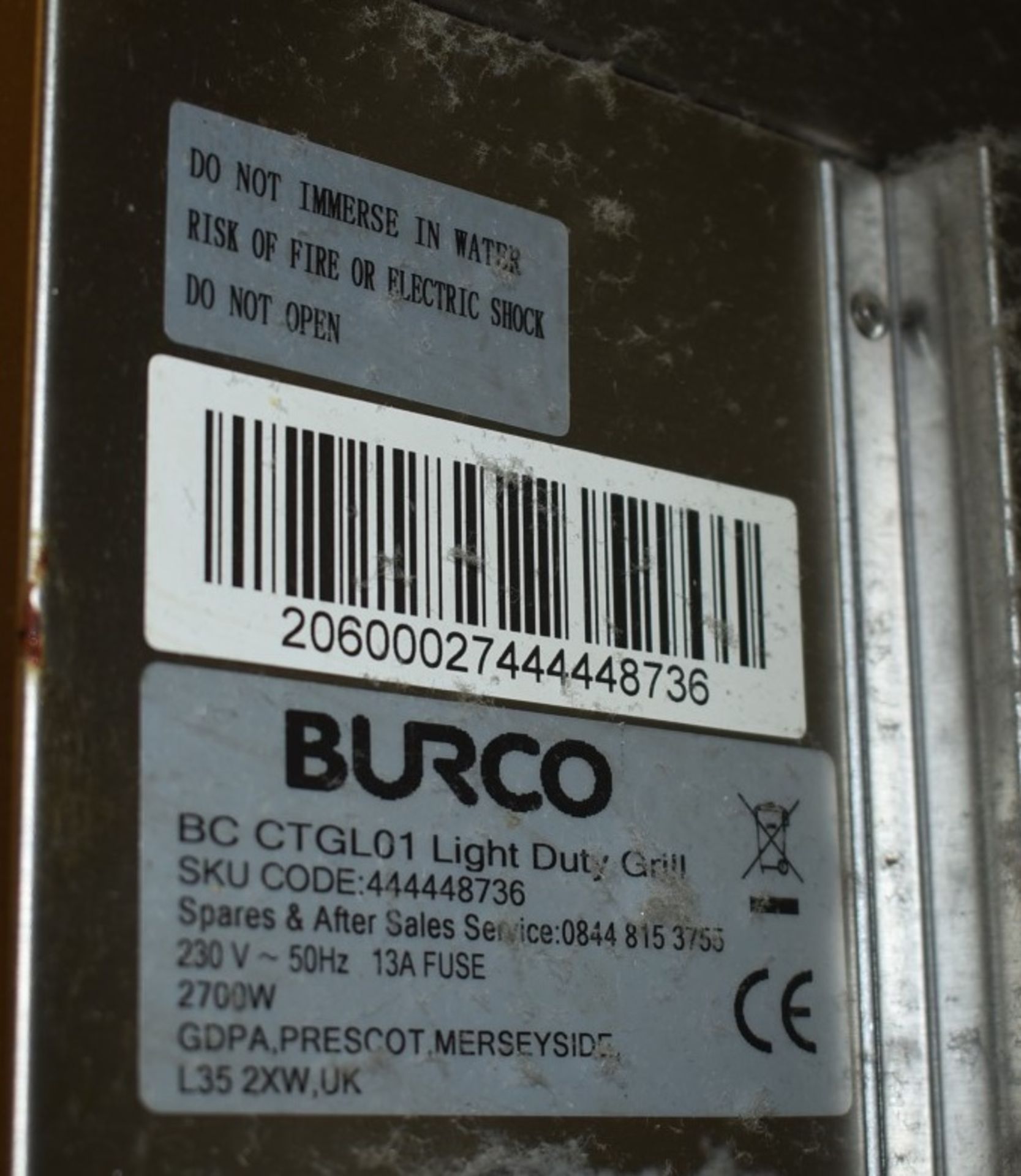 1 x Burco CTGL01 Electric Light Duty Salamander Grill - Ref WW307 - CL520 - Location: London W10 - Image 4 of 6