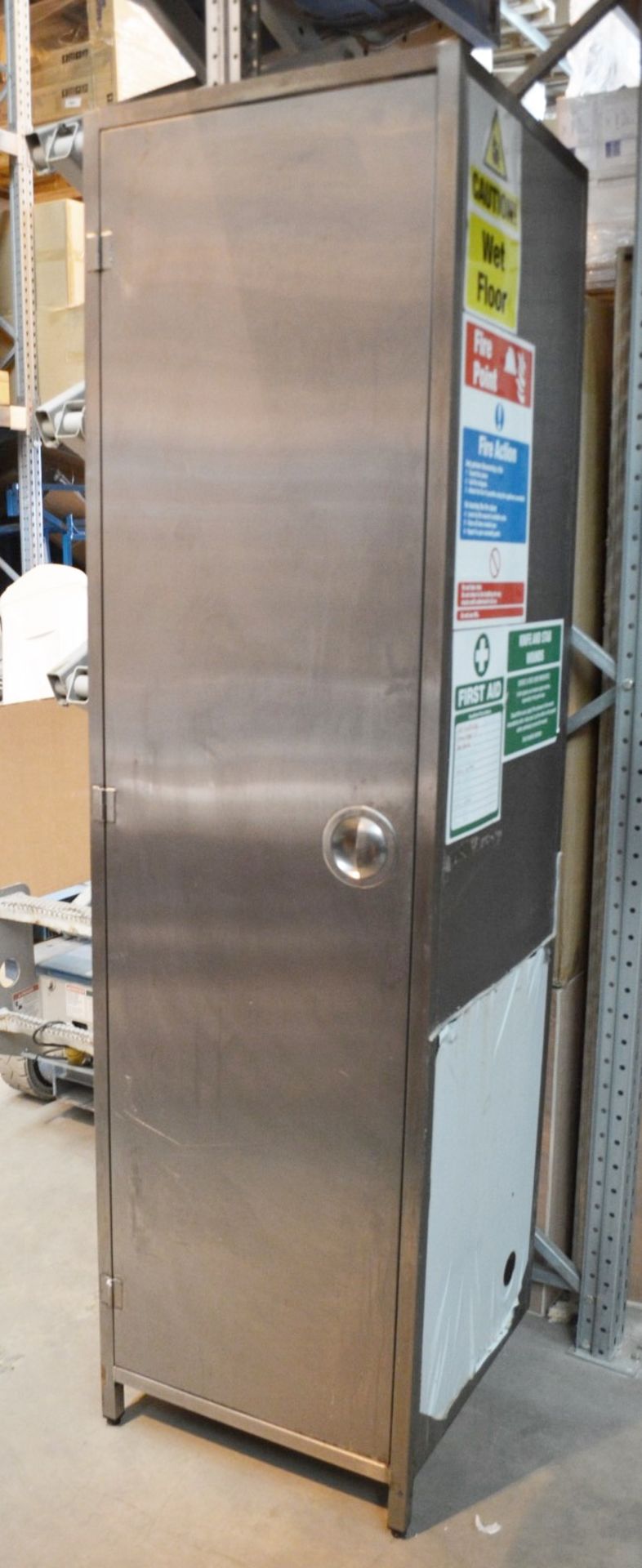 1 x Stainless Steel Commercial Kitchen  Wall-mounted Utility Cupboard - Dimensions: H220xW60xD60cm