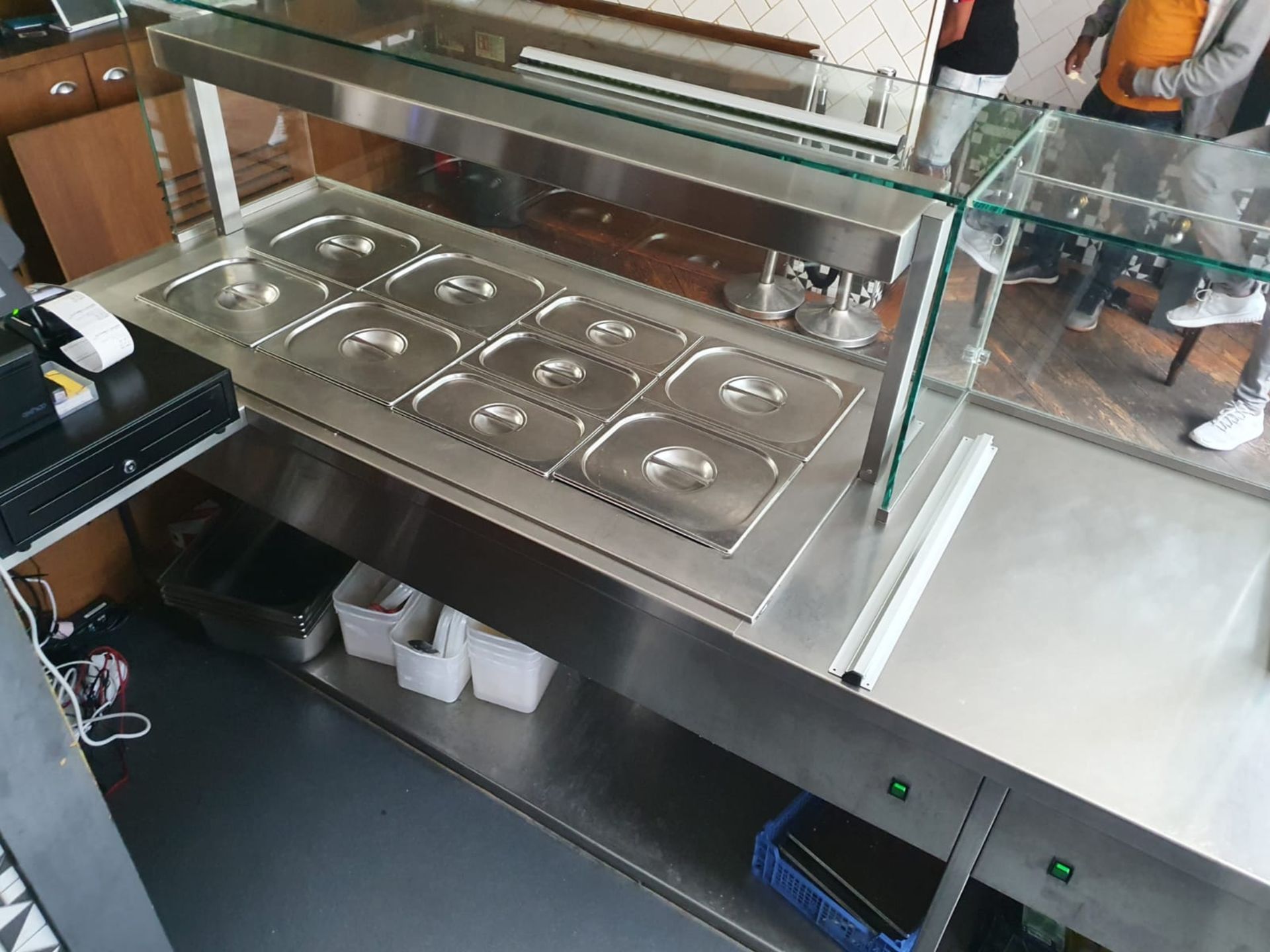 1 x Contemporary Restaurant Service Counter With Walnut Finish, Two Diamond Bain Marie Food - Image 6 of 25