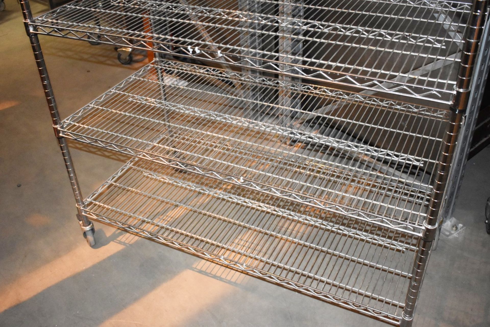 1 x Stainless Steel Commercial Wire Shelving Unit on Wheels - H175 x W120 x D60 cms - CL533 - Ref - Image 2 of 4