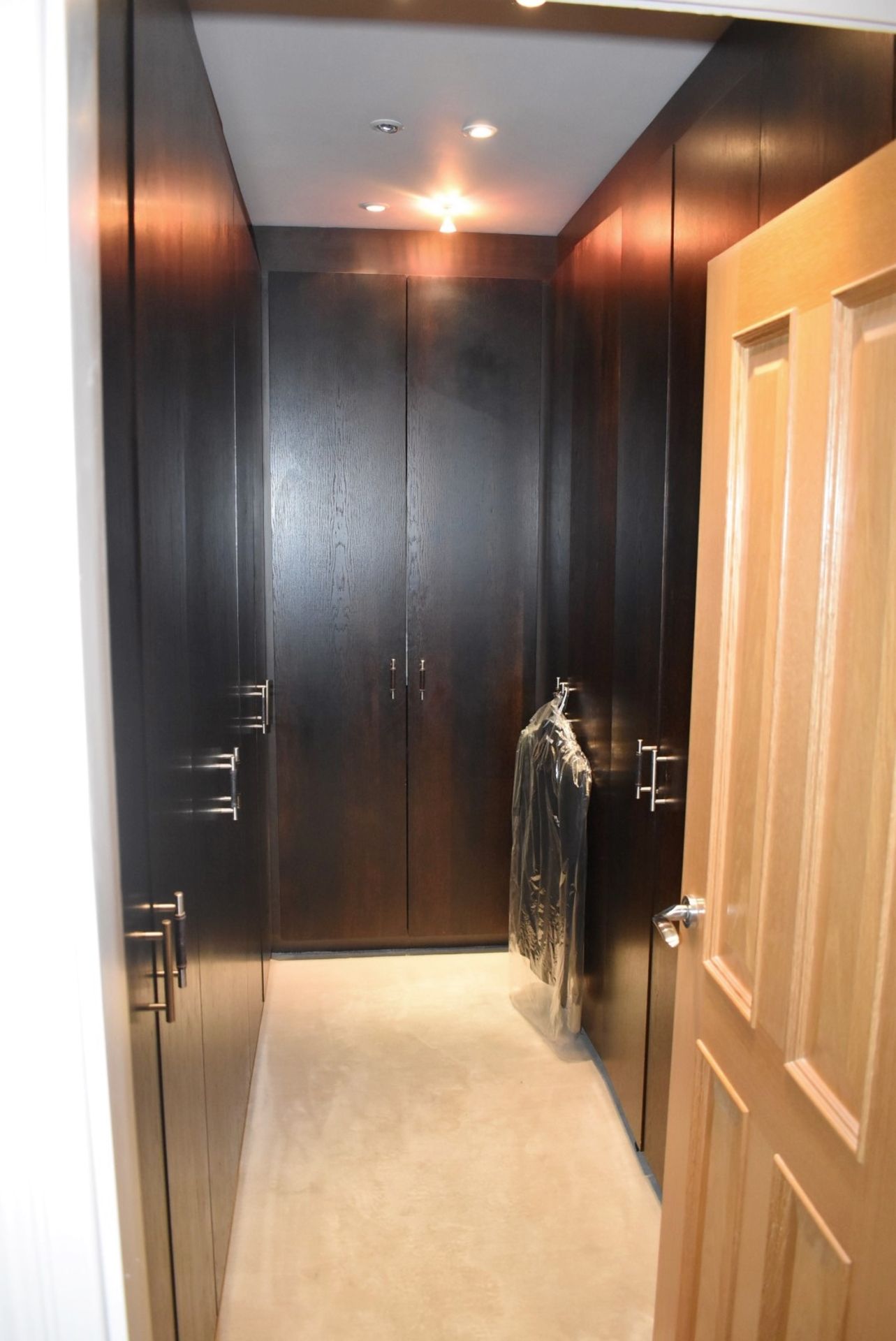 14-Door Walk-in Wardrobe Storage Installation With Dark Wood Veneer Doors *NO VAT* Location: Hale