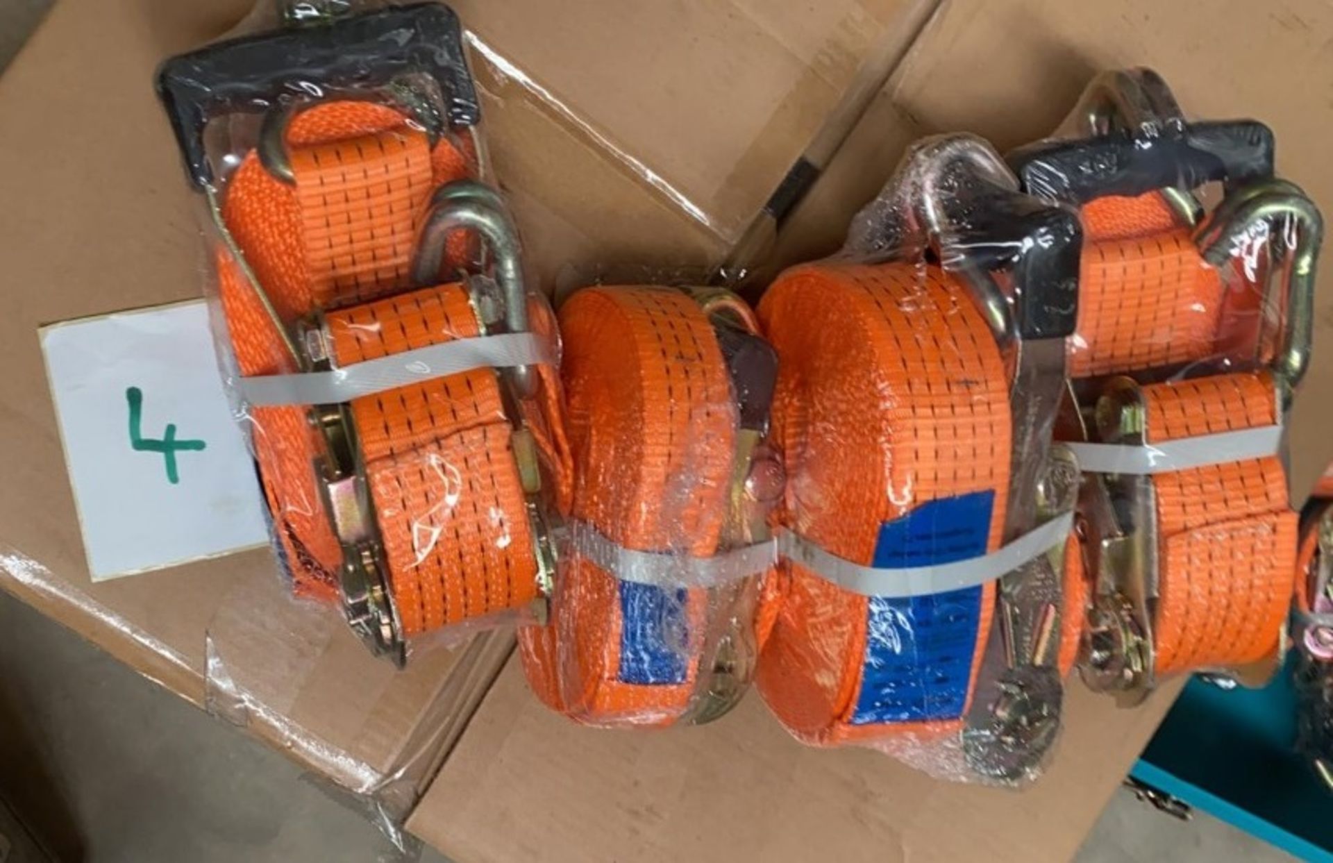 4 New Heavy Duty Ratchet Straps - Used, Recently Removed From A Working Site - CL505 - Ref: