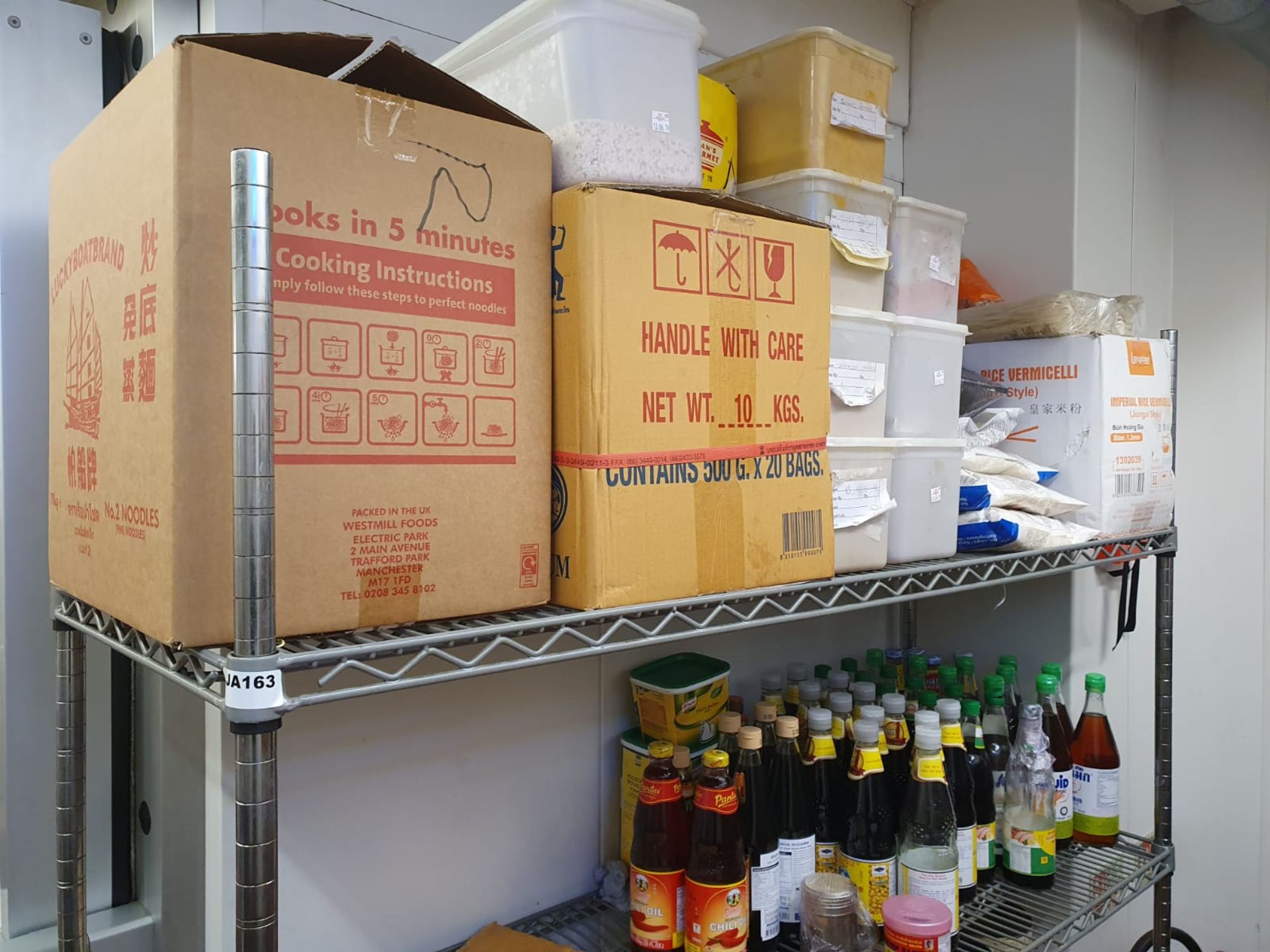 1 x Commercial Kitchen Wire Shelf With Contents - Contents Include Food Products Including Sacks - Image 2 of 9