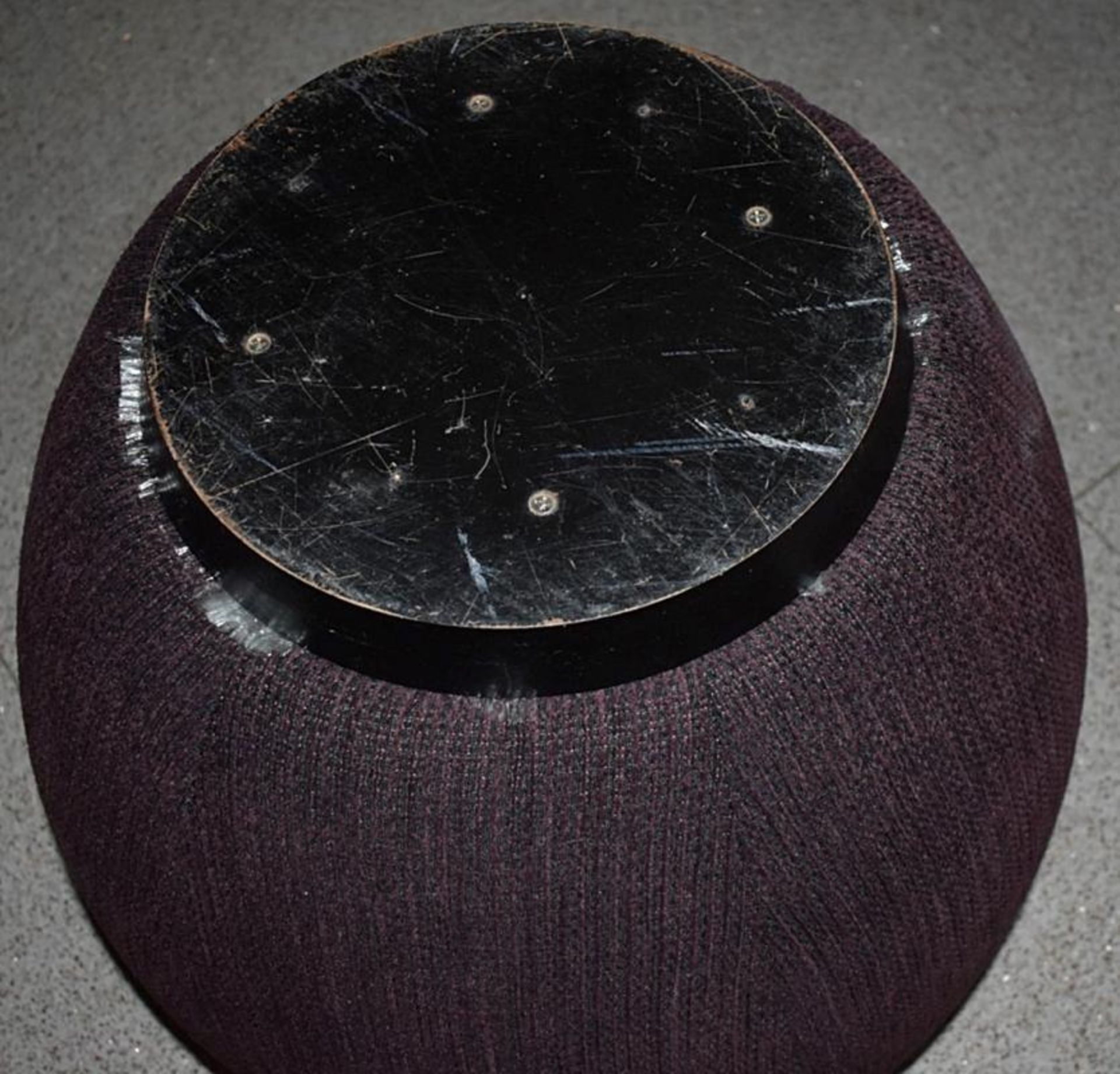 A Pair Of Chic Knitted Pouffes In A Dark Plum - Dimensions: Height 45 x Diameter 50cm - Ref: ABR029 - Image 2 of 3