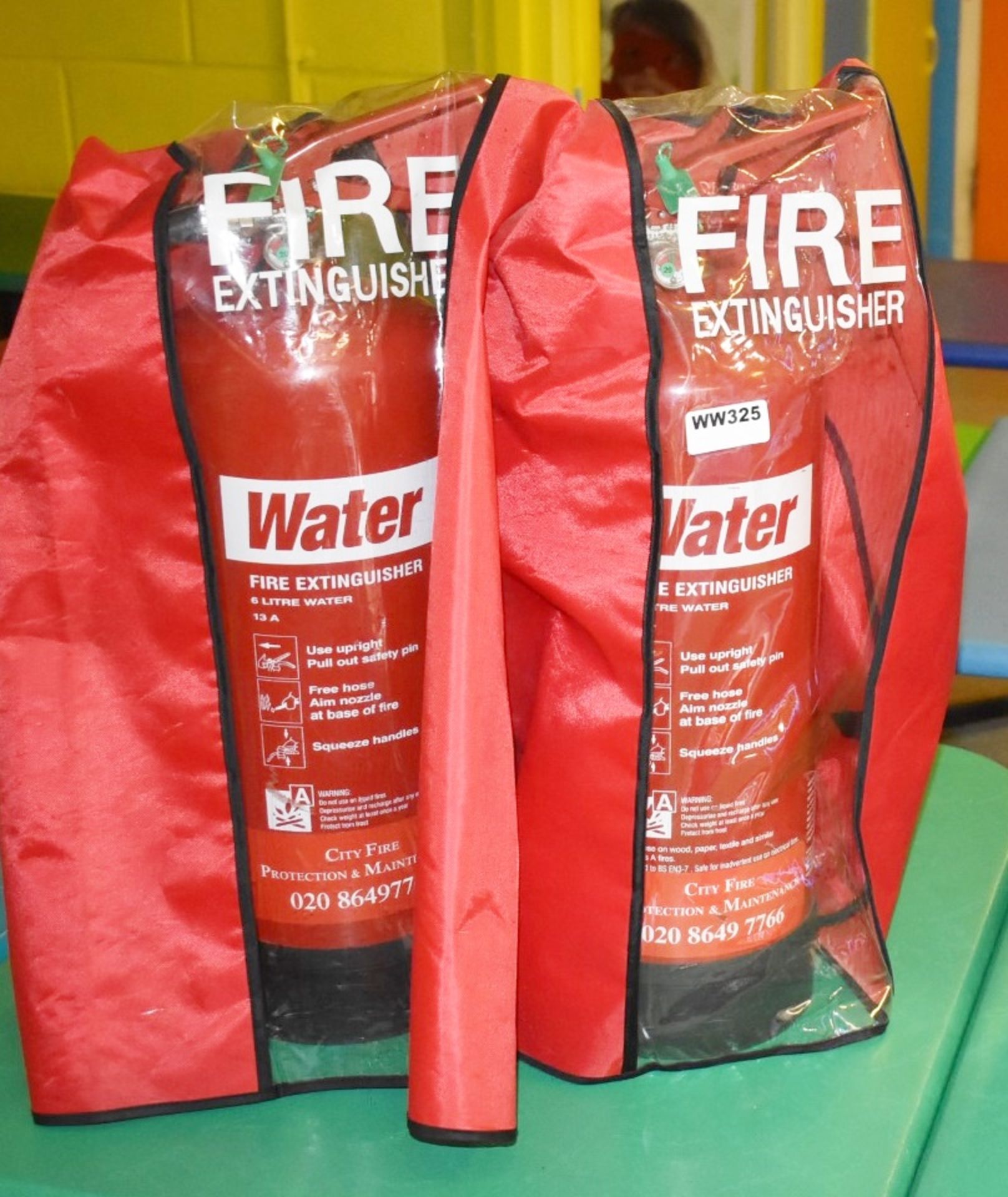 2 x 6 Litre Water Fire ExtinguishersWith Covers - CL520 - Location: London W10 More pictures,