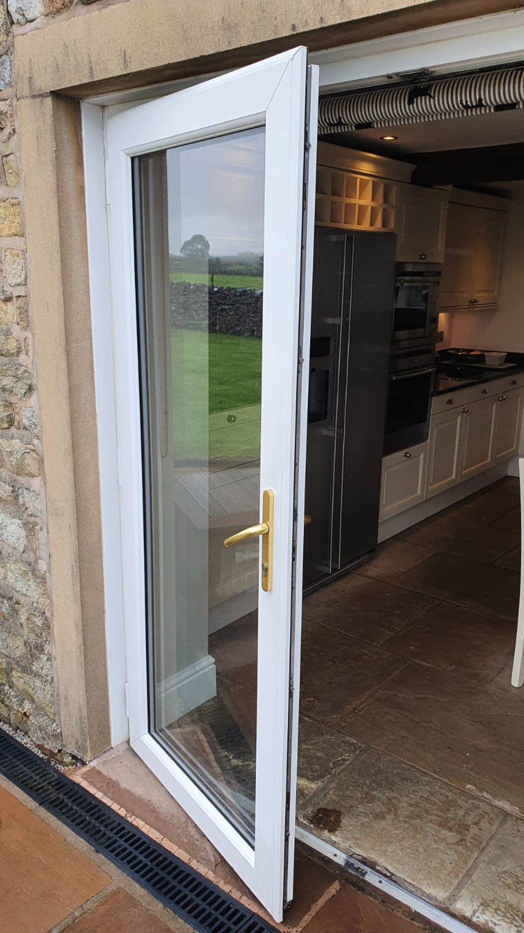 1 x Set of White PVC Double Glazed Patio Doors With Safeware Lock, Keys and Brass Handles - - Image 3 of 8