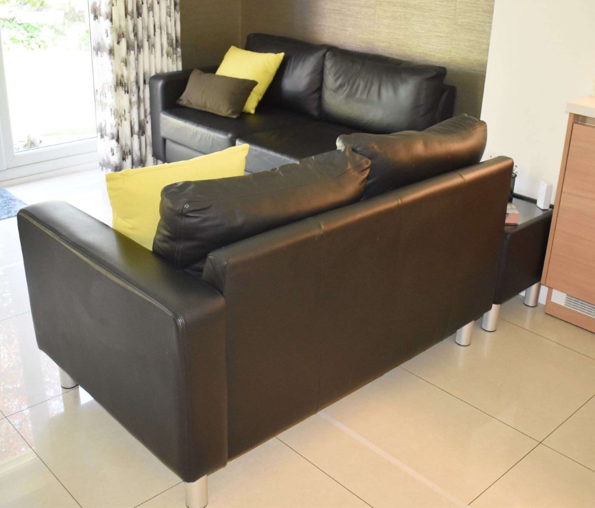 1 x Saxon Bespoke Corner Sofa Upholstered in Genuine Black Leather - Three-Piece Contemporary Design - Image 13 of 14