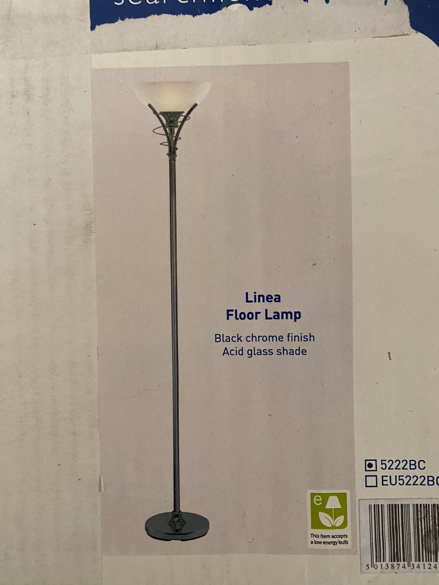 1 x Searchlight Linea Floor Lamp in black chrome - Ref: 5222BC - New and Boxed - RRP: £100.00 - Image 2 of 4