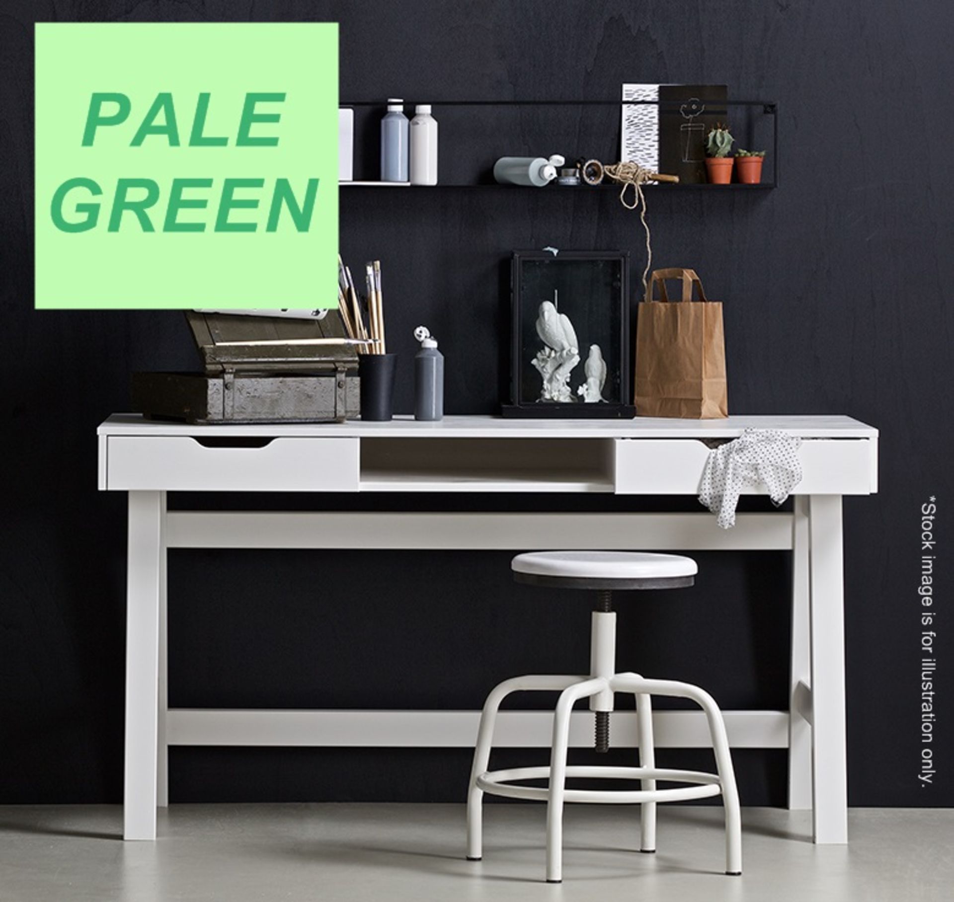 1 x NIKKI 2-Drawer Pale Green Contemporary Designer Desk - Made In Holland By Woood - RRP £249.00