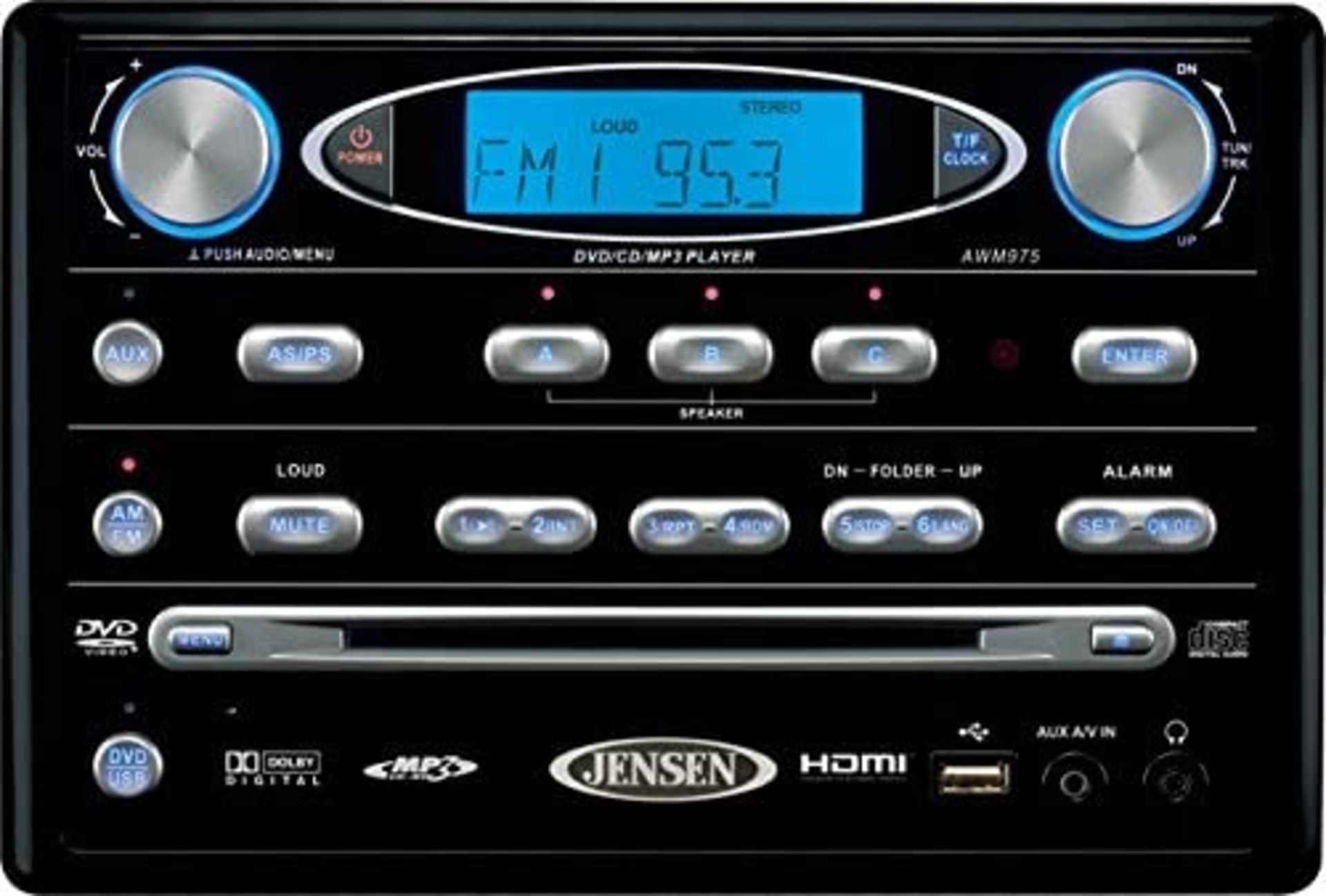 1 x Jenson AWM975 Entertainment System - Features DVD Player, CD, MP3, USB, HDMI Out, FM/AM Radio