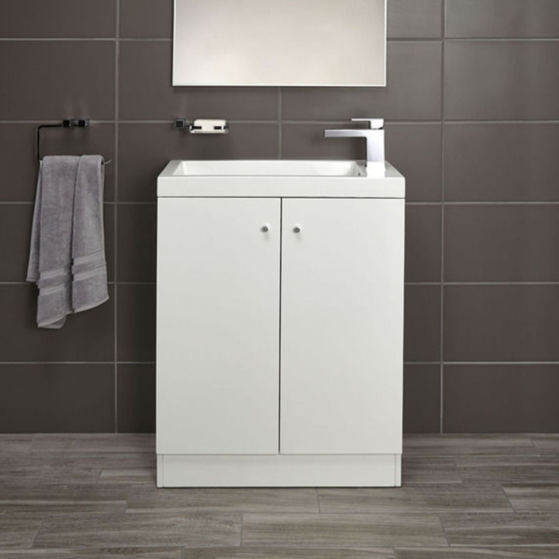 10 x Alpine Duo 660 Floorstanding Vanity Units In Gloss White - Dimensions: H80 x W66 x D35cm - - Image 2 of 4