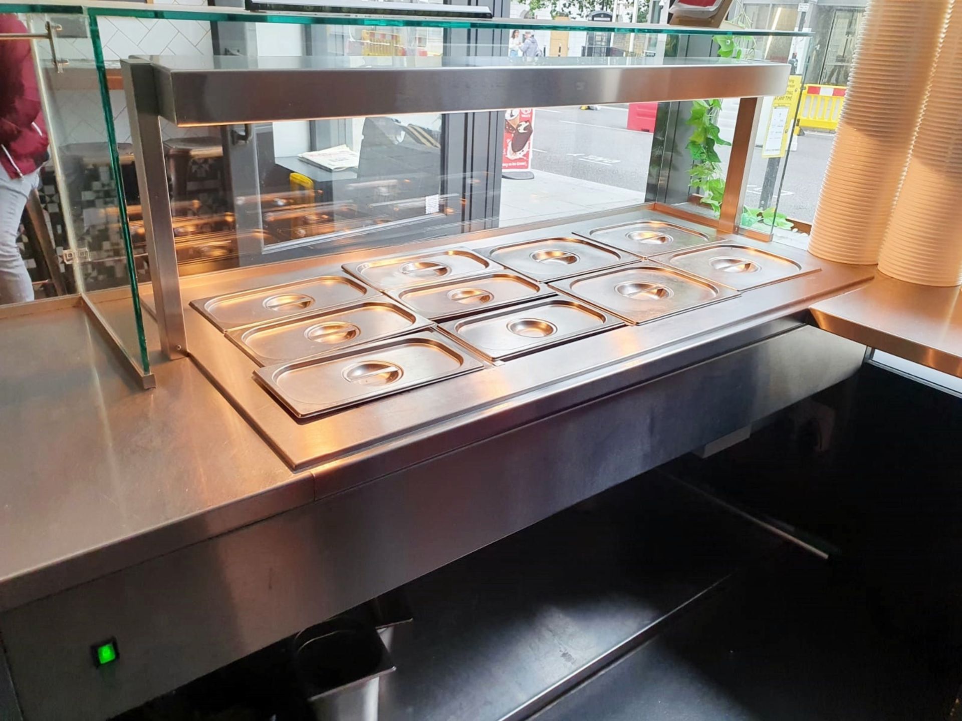 1 x Contemporary Restaurant Service Counter With Walnut Finish, Two Diamond Bain Marie Food - Image 14 of 25