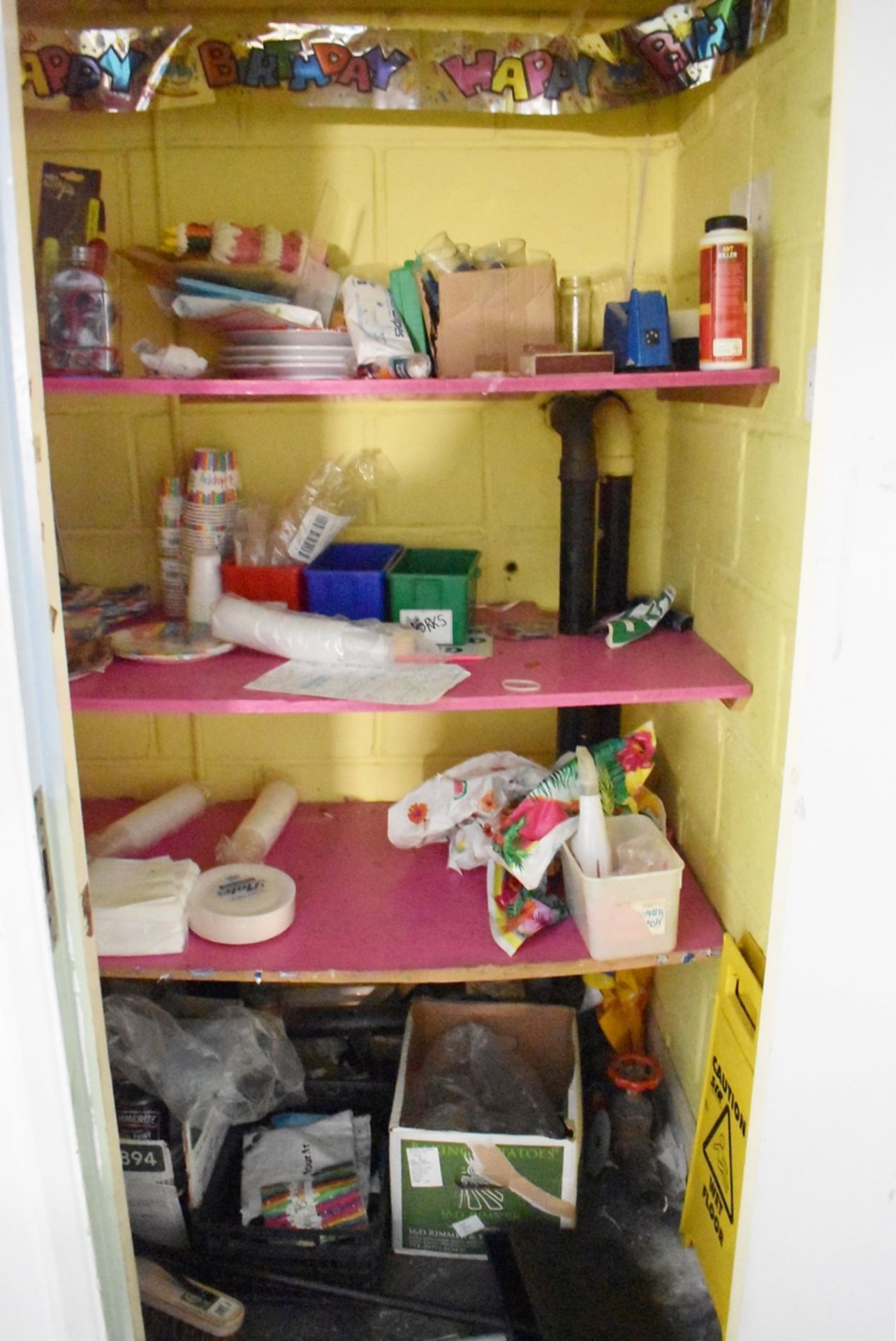 Assorted Collection From Storage Cupboard - Includes All Removable Items Including Partyware,