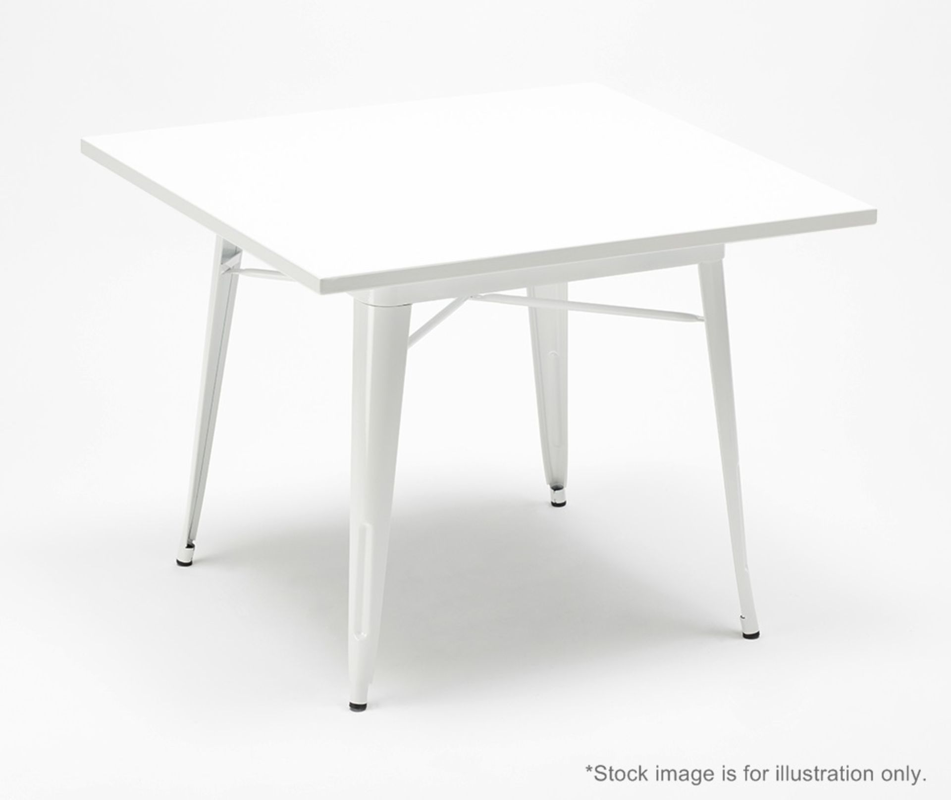 1 x Xavier Pauchard / Tolix Inspired Industrial Outdoor Table In White - Dimensions: 80 x 80 x H75cm
