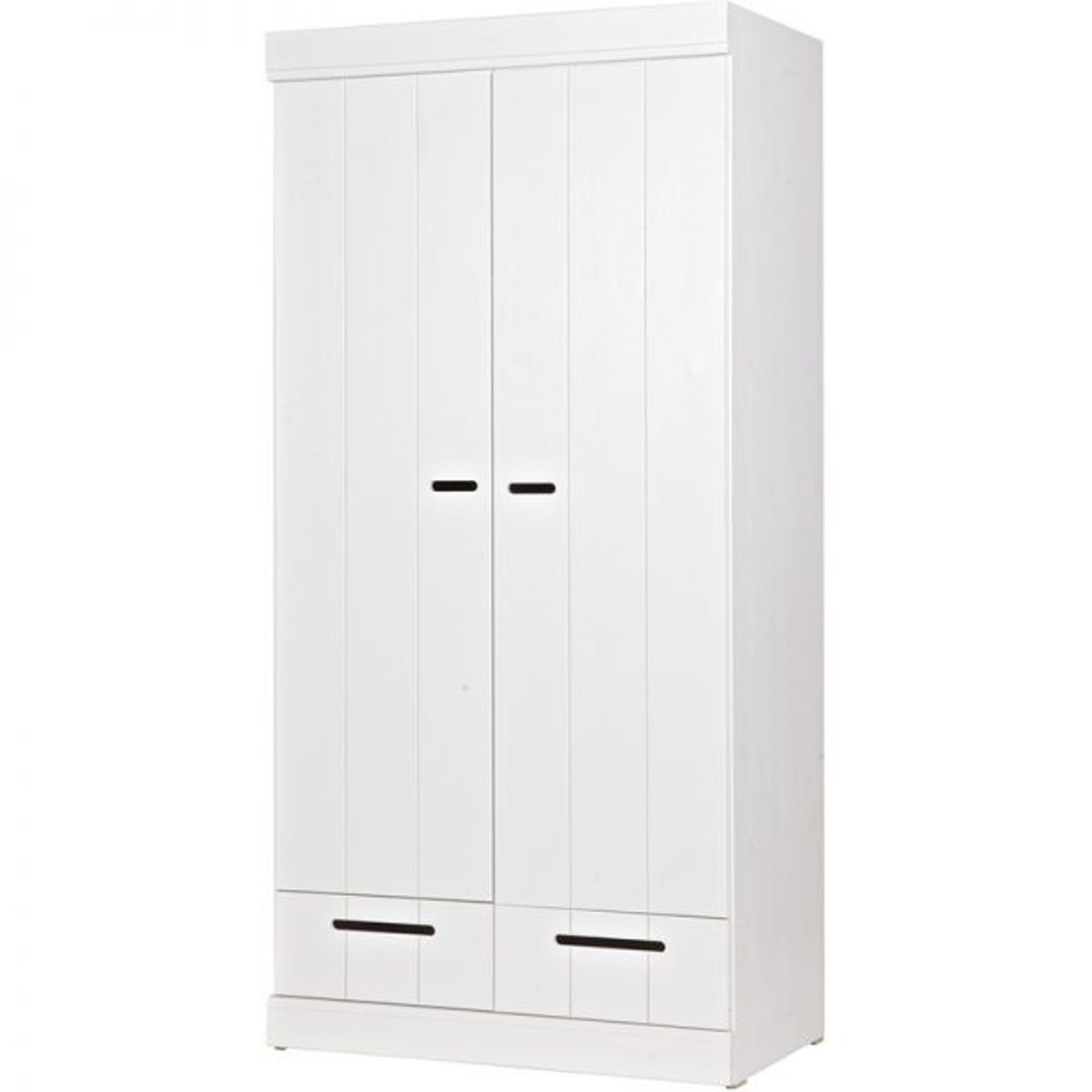 1 x WOOOD Designs 'Connect' Solid Wood Scandinavian Style 2-Door 2 Drawer Wardrobe In WHITE - Boxed - Image 4 of 8