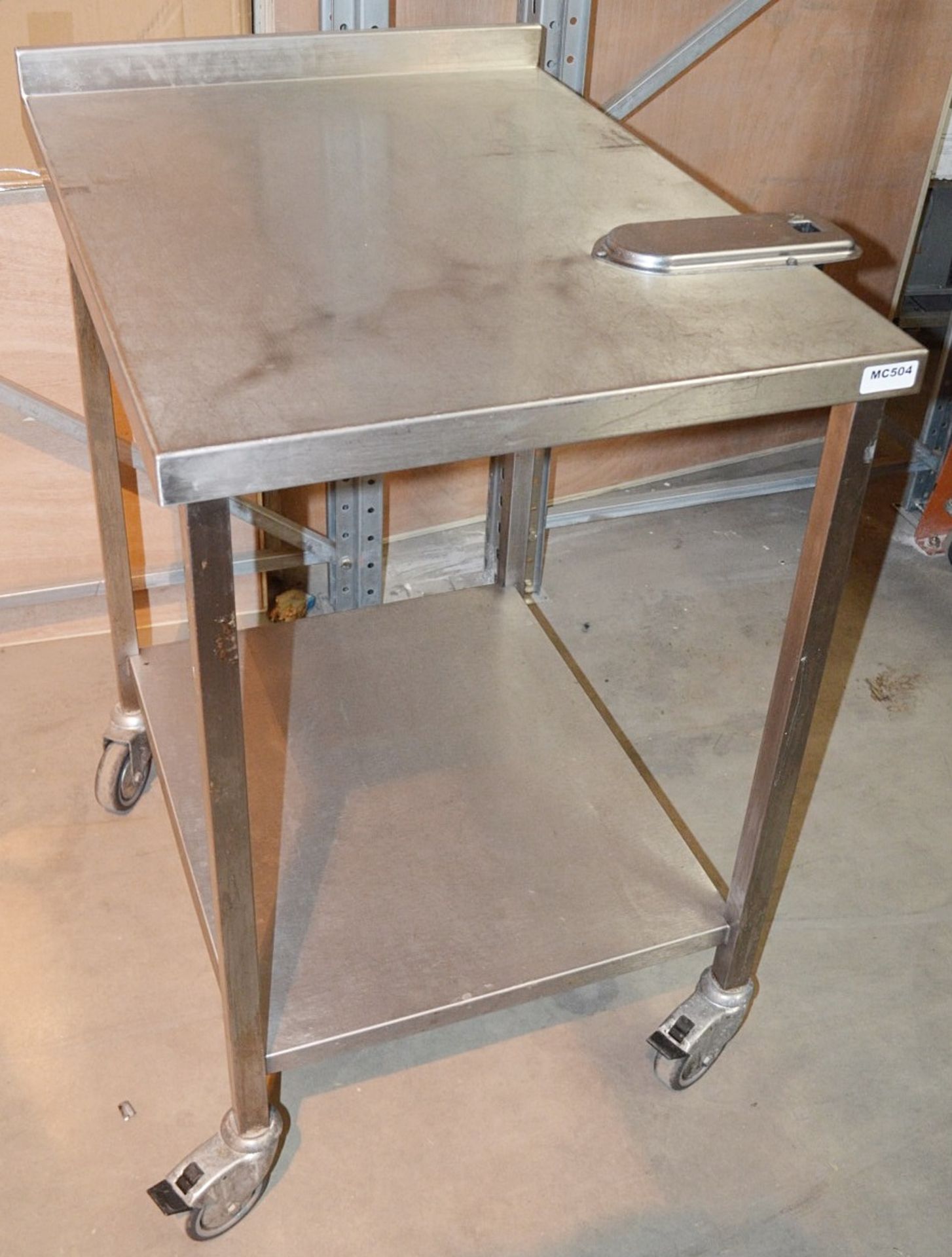 1 x Stainless Steel Commercial Kitchen Prep Table With Upstand, On Castors - Dimensions: H67 x - Bild 2 aus 6