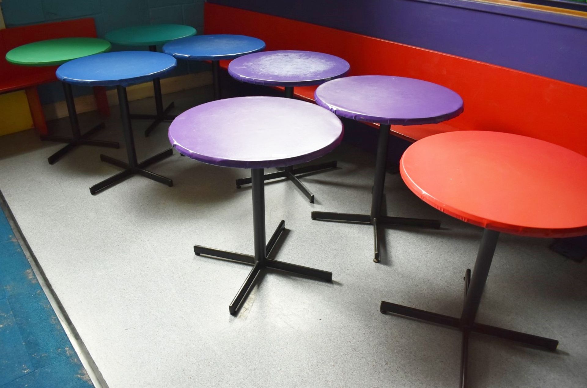 8 x Round Dining Tables Suitable For Bistros, Cafe, Restaurant or Canteens - Various Colours With