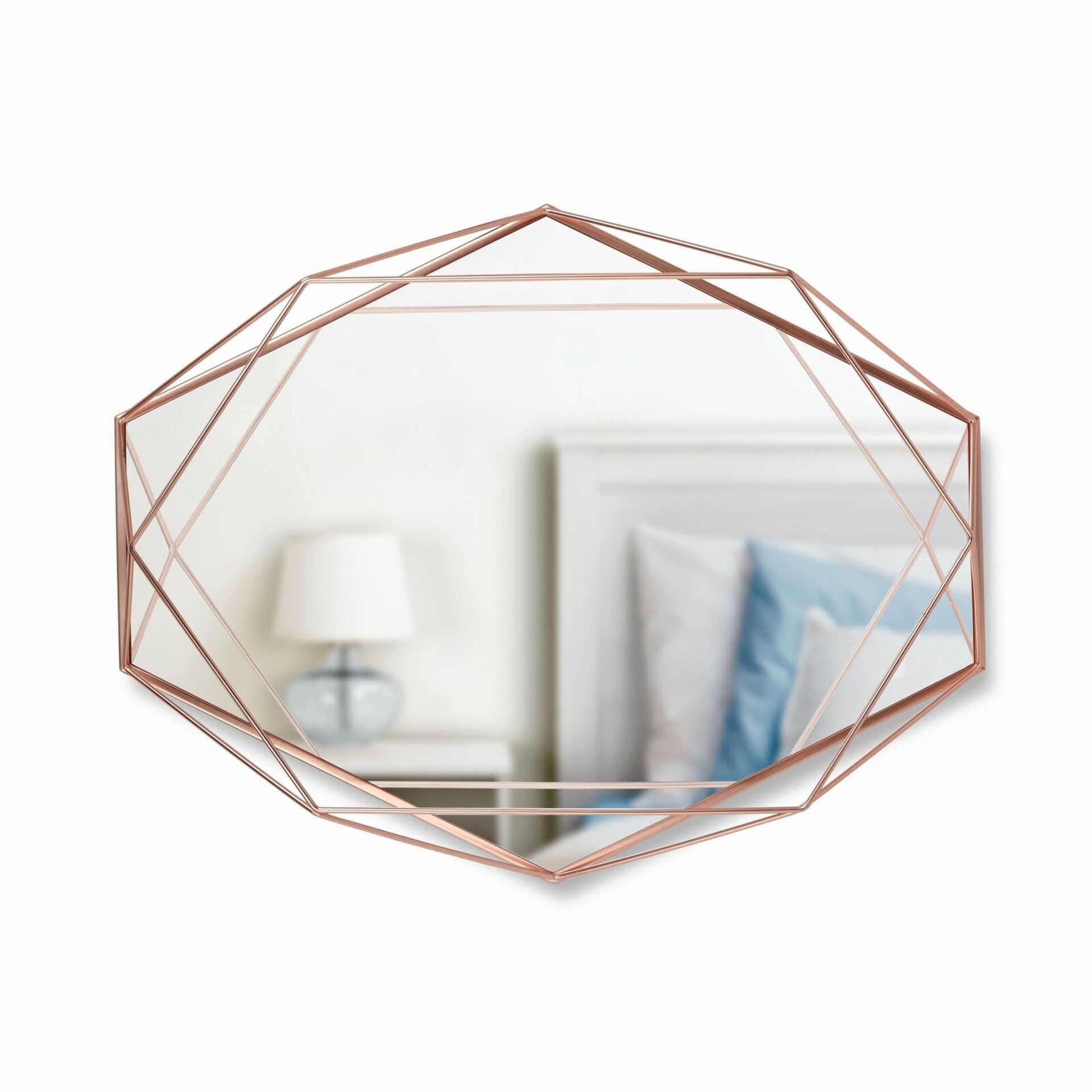 1 x 'Prisma' Contemporary Designer Mirror With A Geometric Wire Frame In A Copper Finish - Image 5 of 5