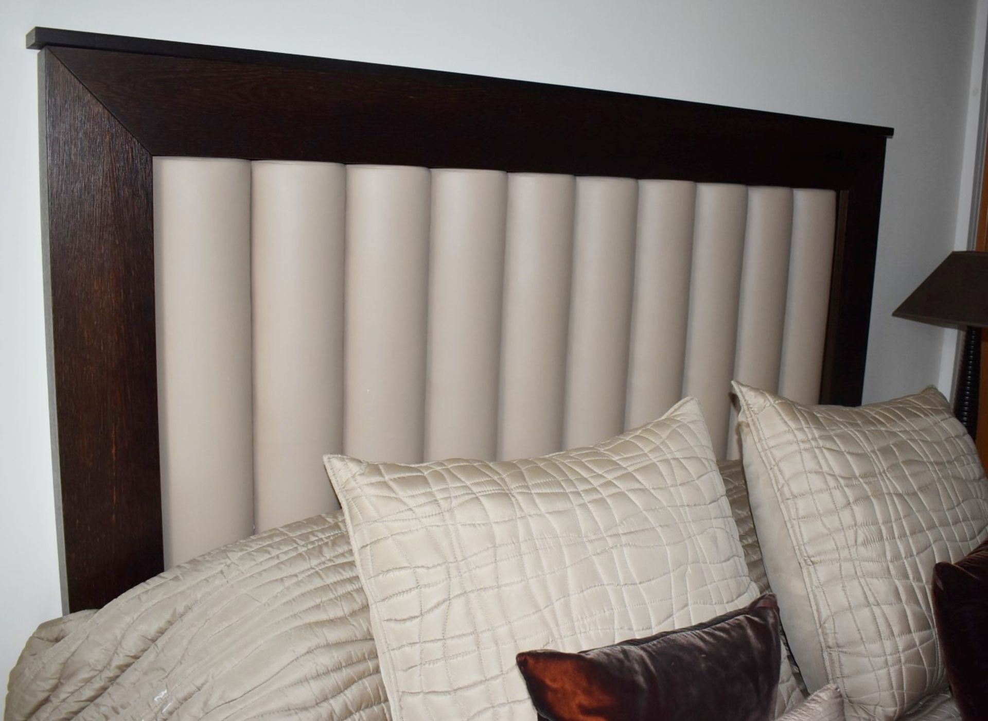 6-Piece Dark Wood Bedroom Furniture Set - Includes 2.8 Metre Long Dressing Table, Headboard & More - Image 8 of 10