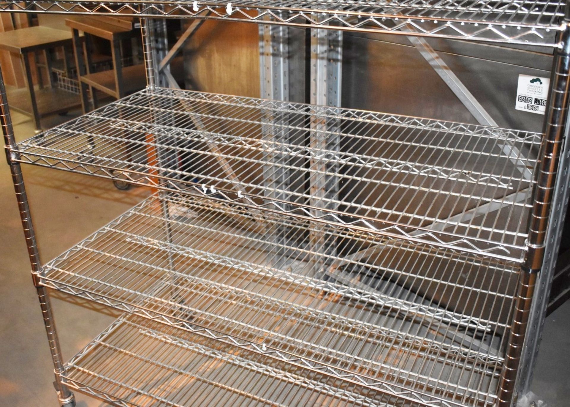 1 x Stainless Steel Commercial Wire Shelving Unit on Wheels - H175 x W120 x D60 cms - CL533 - Ref - Image 3 of 4