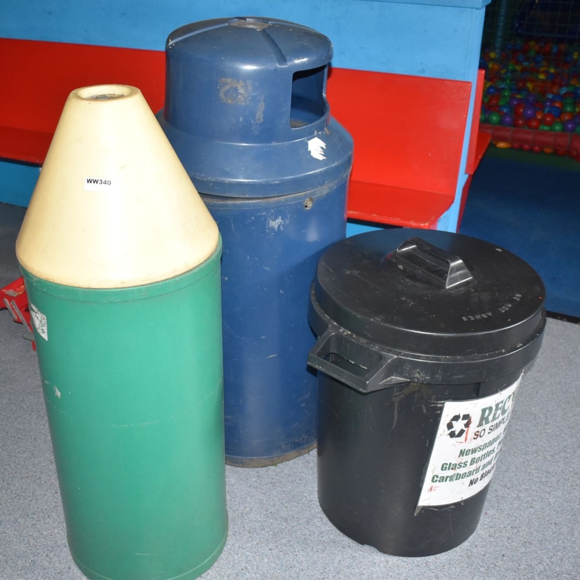 10 x Various Sizes Waste Bins For Indoor and Outdoor Use - Includes Novelty Pencil Outdoor Bin - Ref