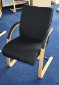 13 x Cantilever Office Meeting Chairs With Bentwood Frames and Black Fabric Seats - H87 x W48 x